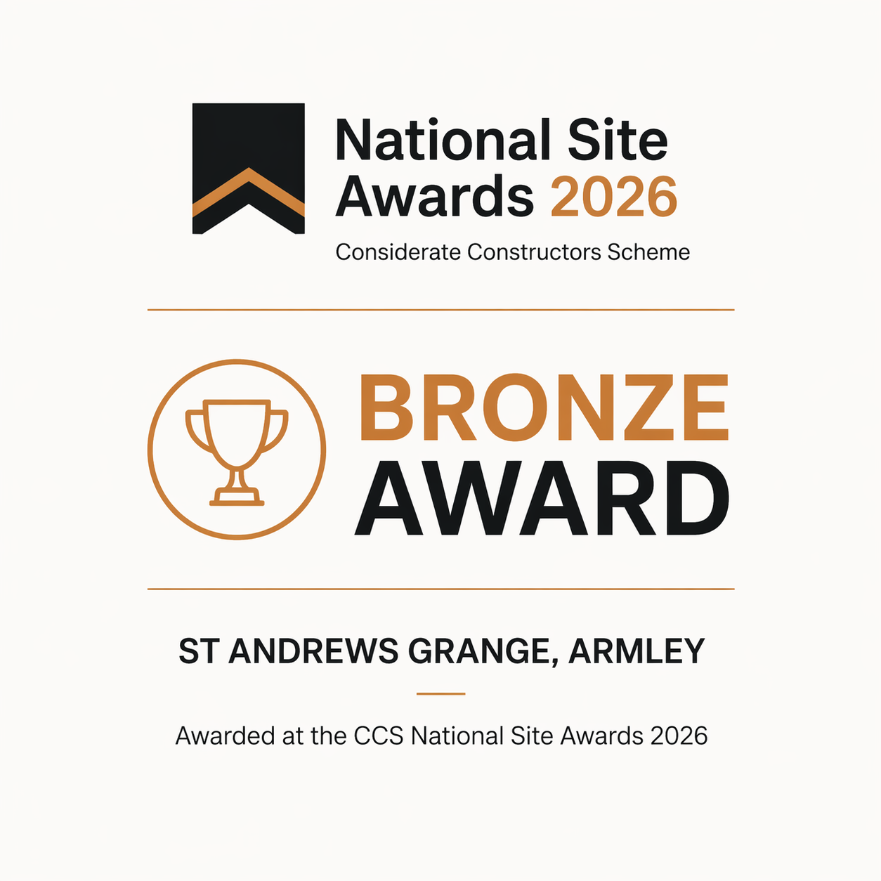 St Andrews Grange Receives Bronze Award at CCS National Site Awards