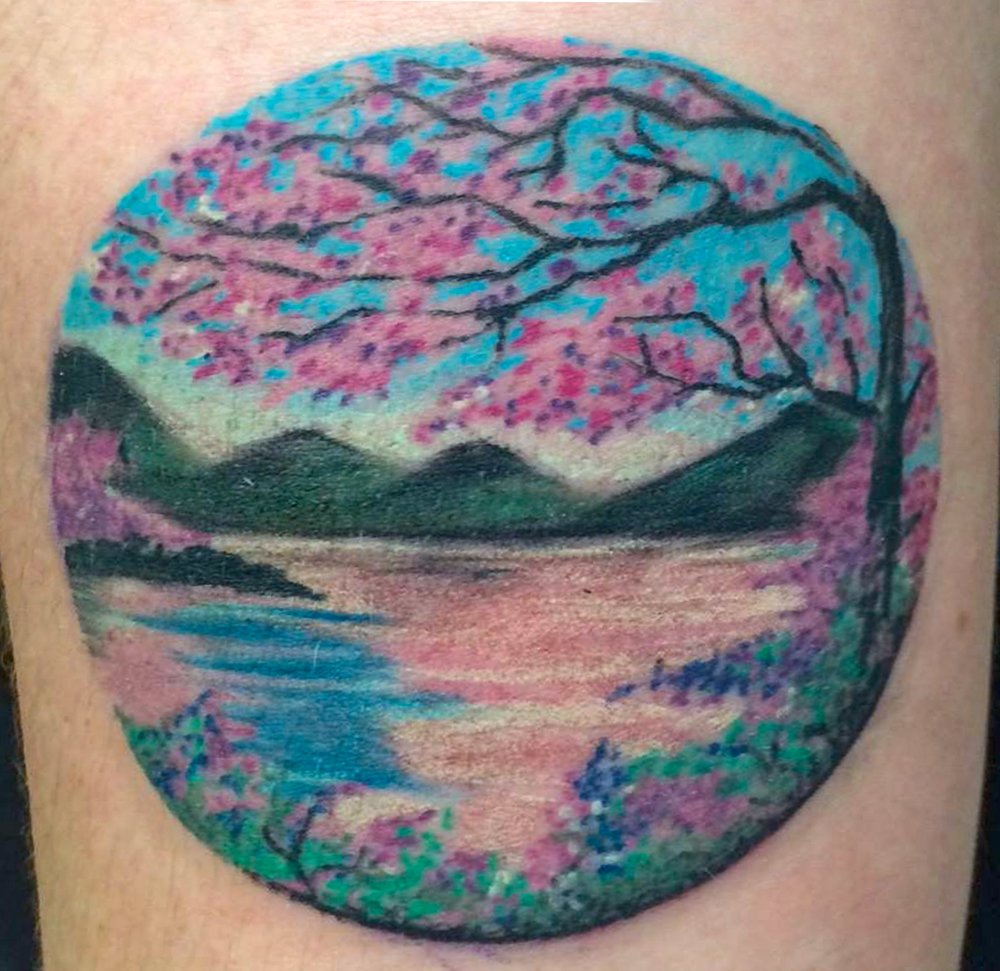 Lake View Color Tattoo: Binge Tattoo