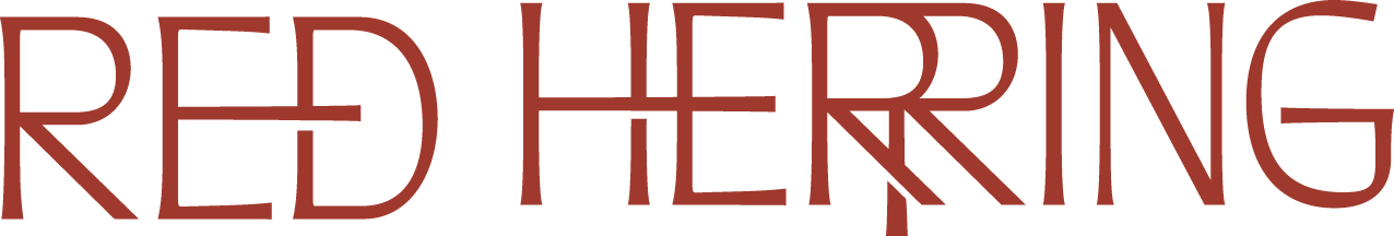 Text reading 'RED HERRING' in large, stylized red font on a black background.