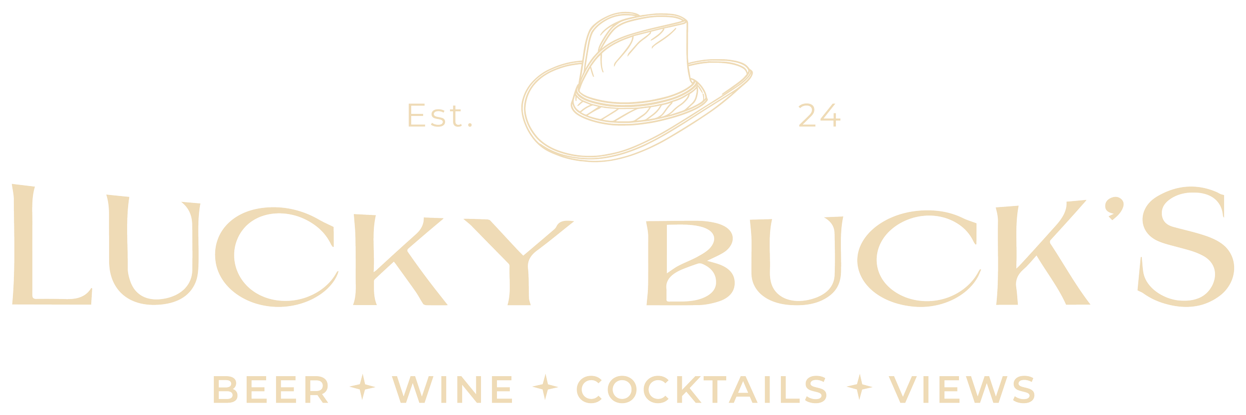Vintage Lucky Buck’s Rooftop Bar in Waco Texas logo with top hat design, known for rooftop drinks, cocktails, and downtown views.