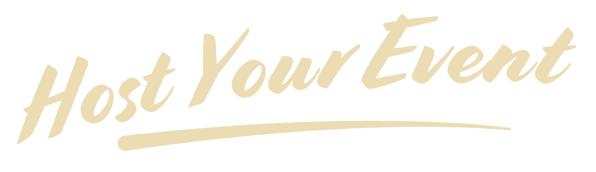 Text saying 'Host Your Event' in a cursive, retro style font.