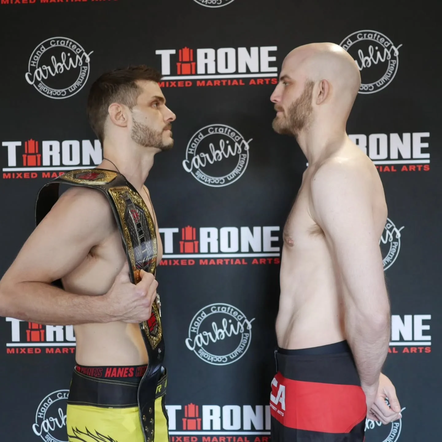IT'S TIME!!! Face-offs done. Tomorrow it&rsquo;s war.
Don&rsquo;t blink. 

🛑: @throne_mma

📷: @oakseyproductions 

#MMA #fighter #Faceoff #faceofffriday👊👊