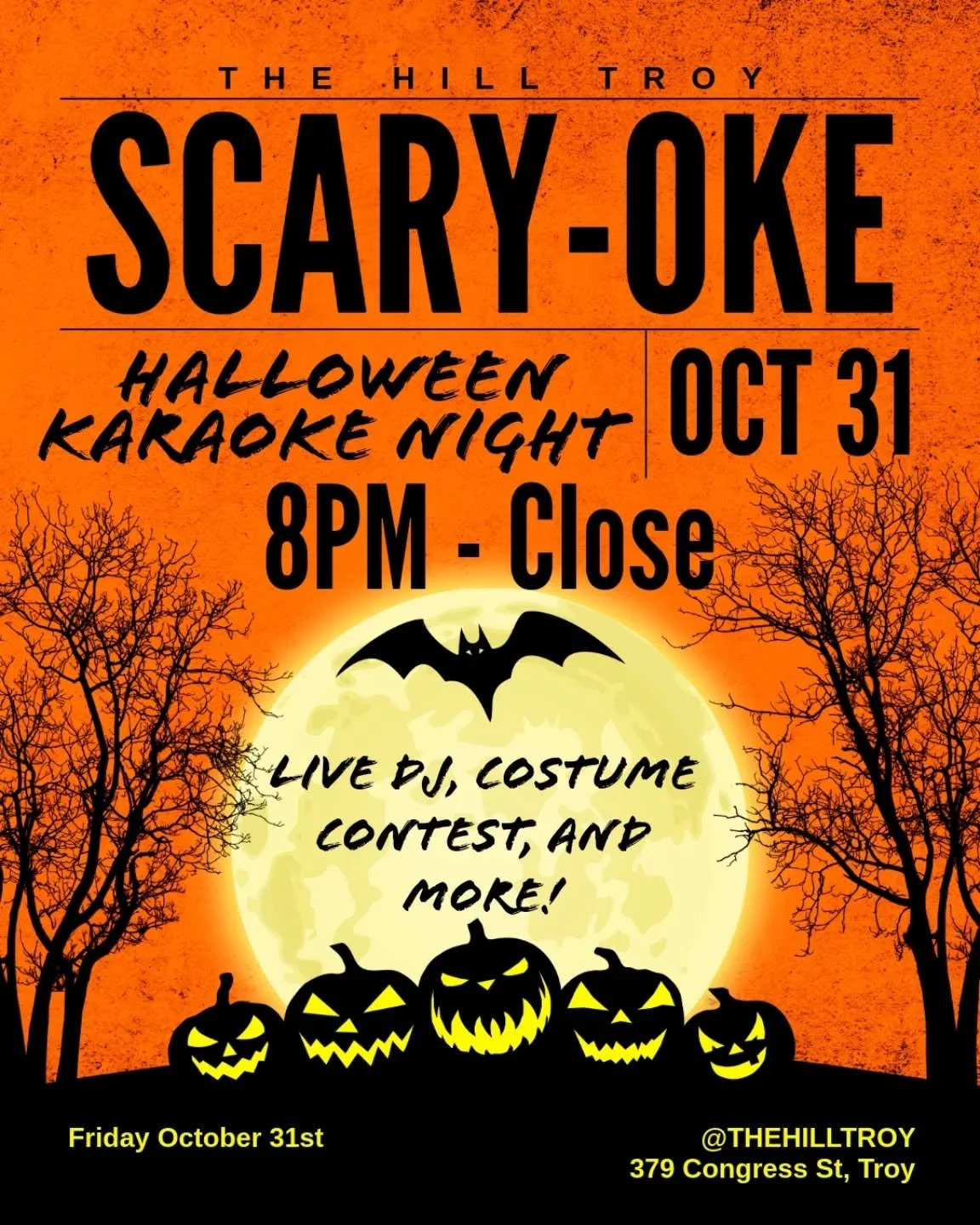 Join us for our Halloween karaoke party! 🎃🎤🍺

#thehilltroy #aroundtroy #enjoytroy