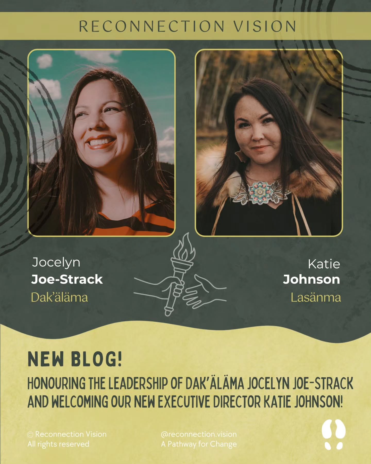 Honouring the Leadership of Dak&rsquo;&auml;l&auml;ma Jocelyn Joe-Strack and welcoming our new Executive Director Katie Johnson!

We want to take a moment to acknowledge Dak&rsquo;&auml;l&auml;ma Jocelyn Joe-Strack for her visionary leadership and un