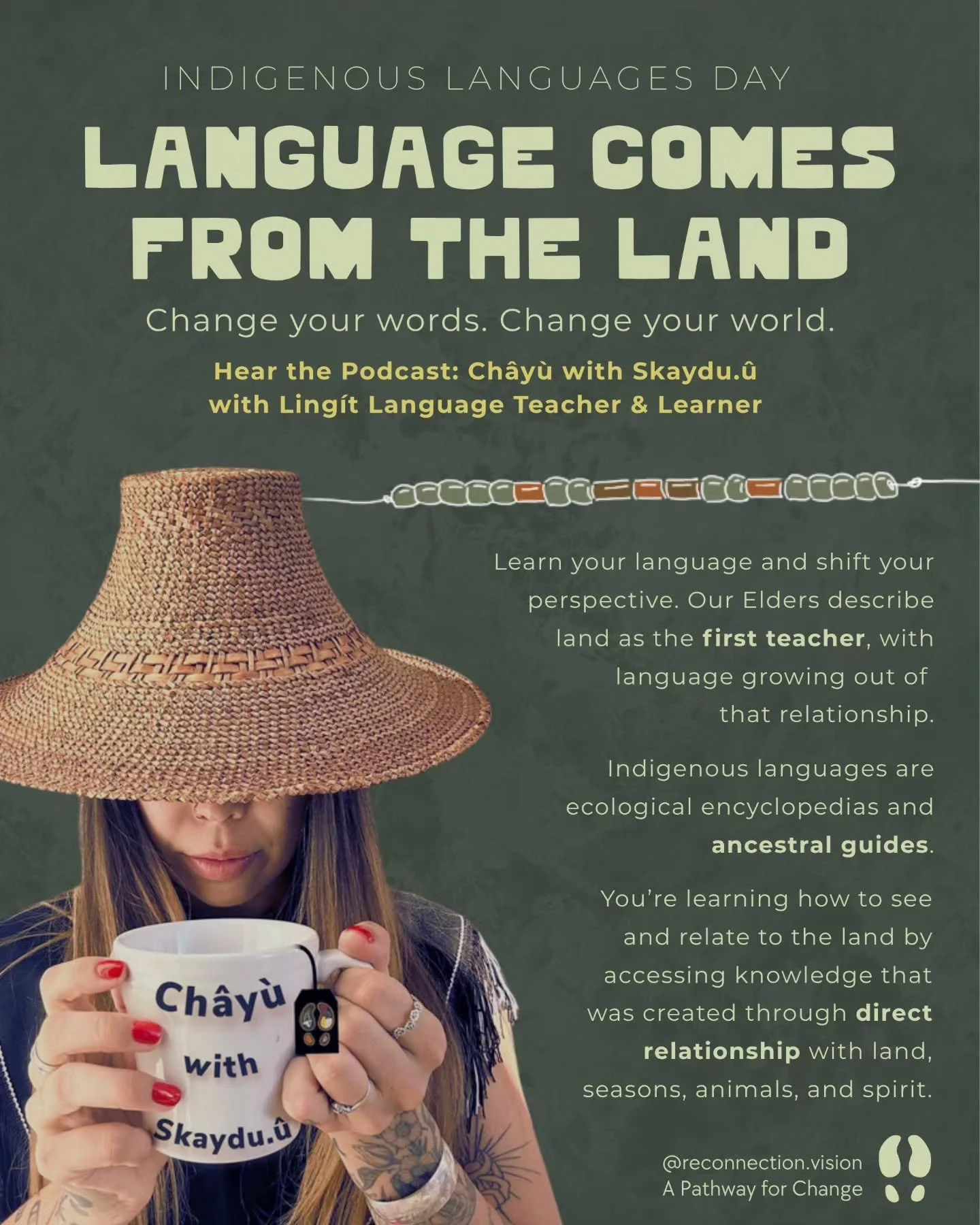 🌿 Indigenous Languages Day | Language Comes From the Land

Language carries stories, place names, and ecological knowledge tied to specific areas. Learn your language and shift your perspective. Our Elders describe land as the first teacher with lan