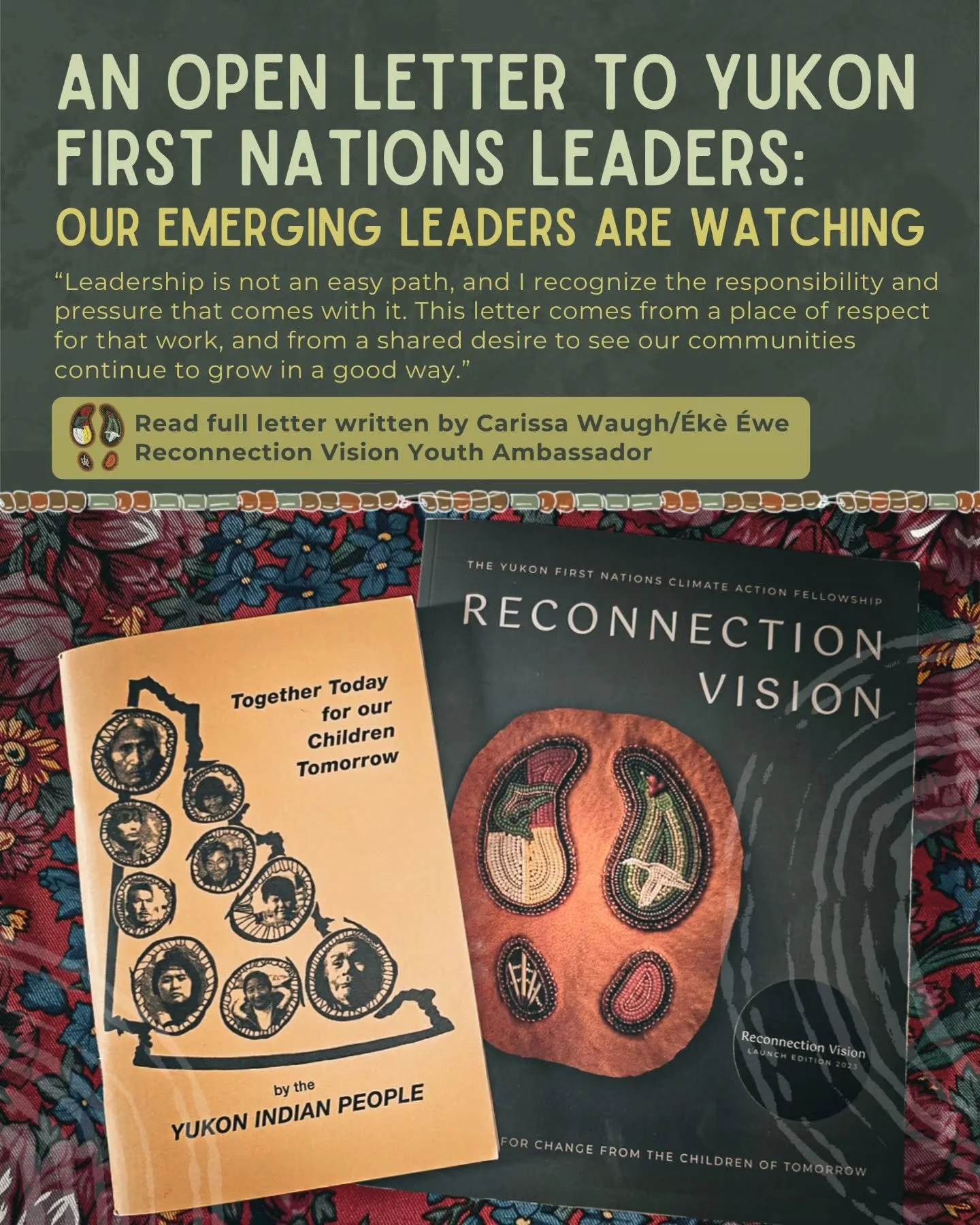 ✉️ An Open Letter to Yukon First Nations Leaders: Our Emerging Leaders Are Watching

This open letter is written by Carissa Waugh with respect, care, and hope for our communities.
It comes from a place of reflection and concern for our emerging leade