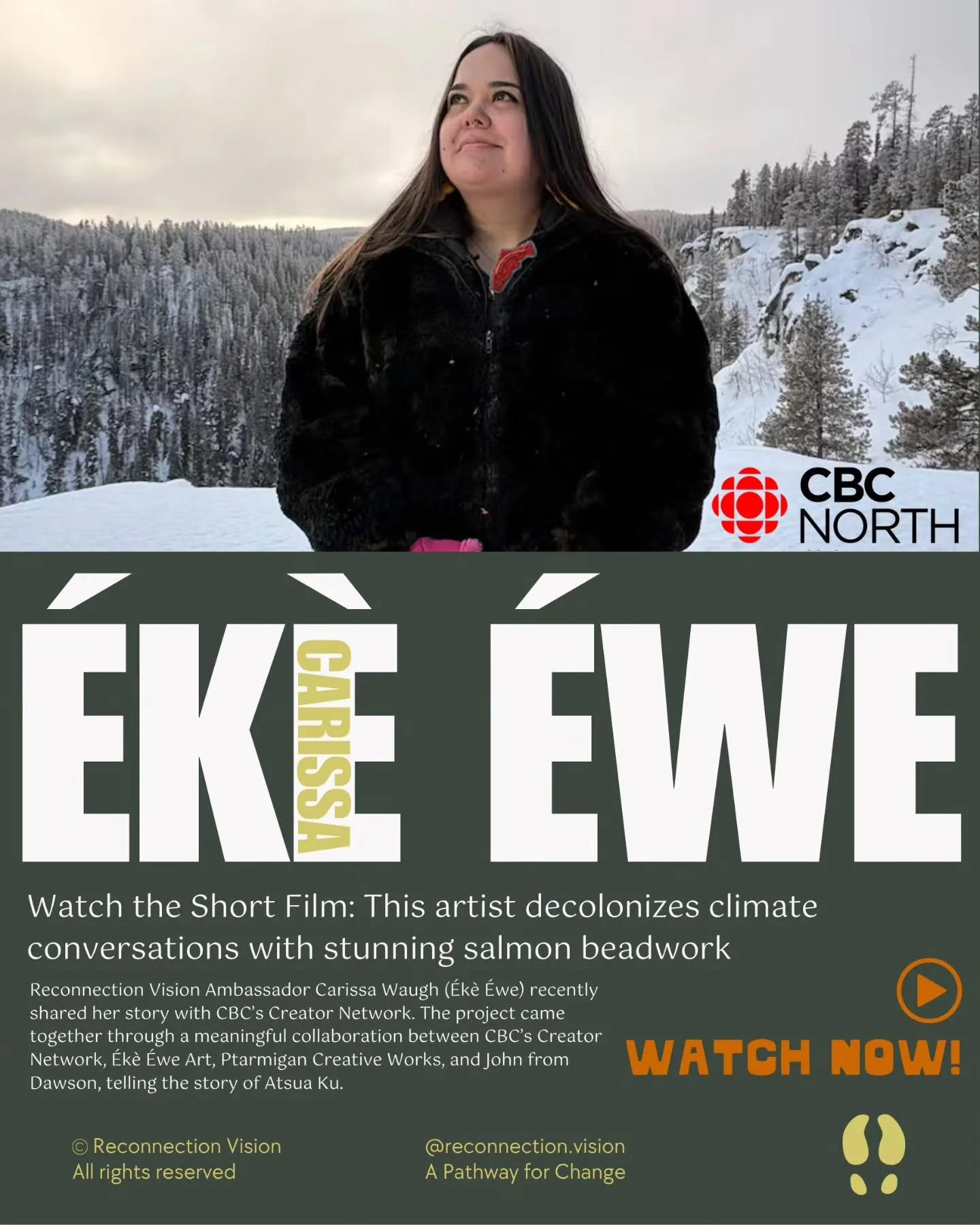 🌿 Reconnection Vision Ambassador Carissa Waugh (&Eacute;k&egrave; &Eacute;we) recently shared her story with CBC&rsquo;s Creator Network. The project came together through a meaningful collaboration between CBC&rsquo;s Creator Network, &Eacute;k&egr