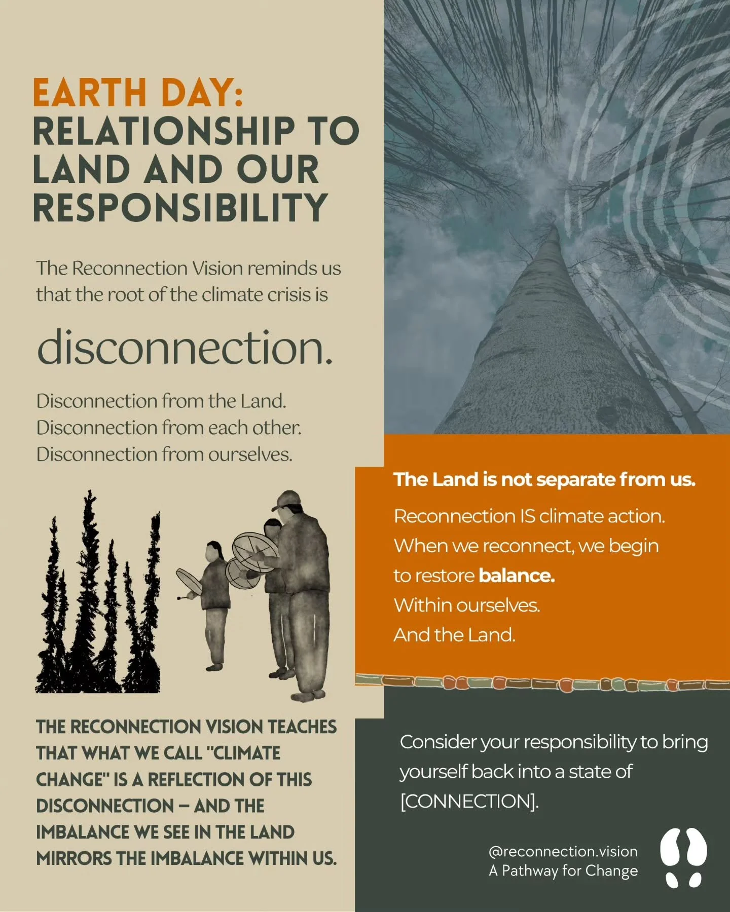 🌿Earth Day | Relationship to Land and Our Responsibility

The Reconnection Vision reminds us that the root of the climate crisis is disconnection.

Disconnection from the Land.
Disconnection from each other.
Disconnection from ourselves.

The Reconn