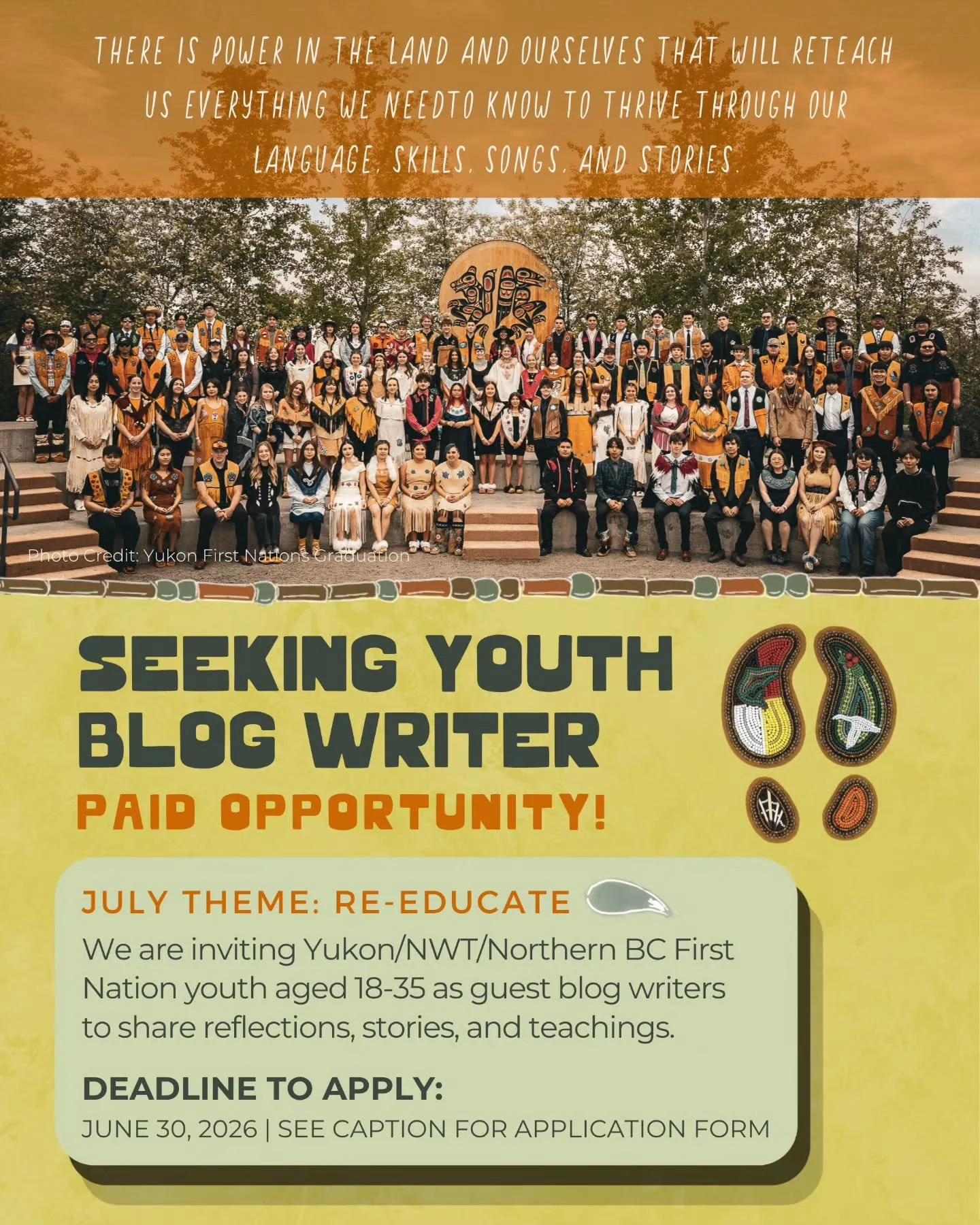 🌿 Seeking Youth Blog Writers | Reconnection Seed Re-Educate

Through the Fellowship, youth from across the Yukon came together to share stories, learn from one another, and build confidence grounded in culture and wholeness. We discussed how learnin