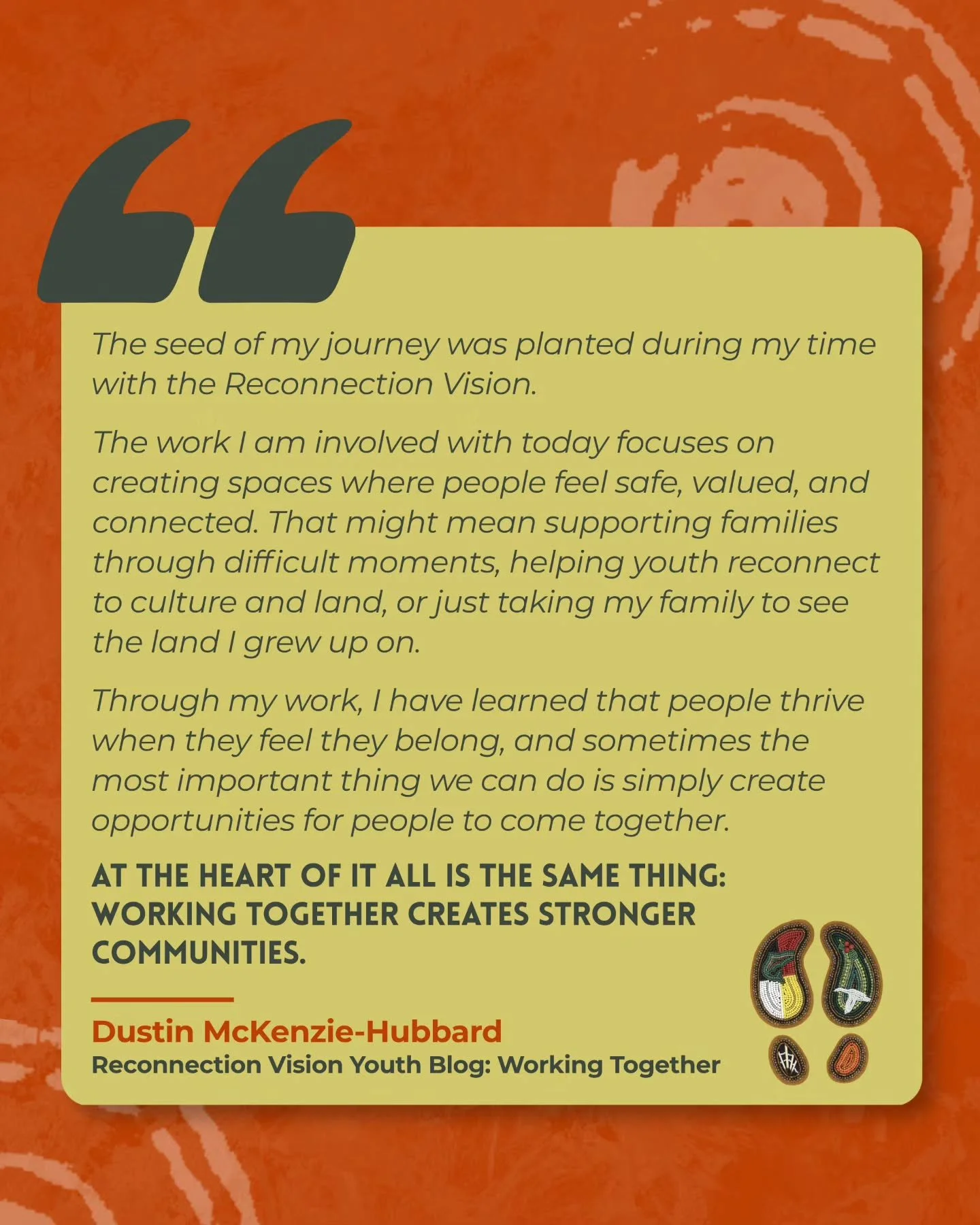 Reconnection Seed: Work Together 🌱

We're sharing a short excerpt from Working Together by Dustin McKenzie-Hubbard. In this blog, Dustin shares the importance of different community roles, and how none of these roles are more important than the othe