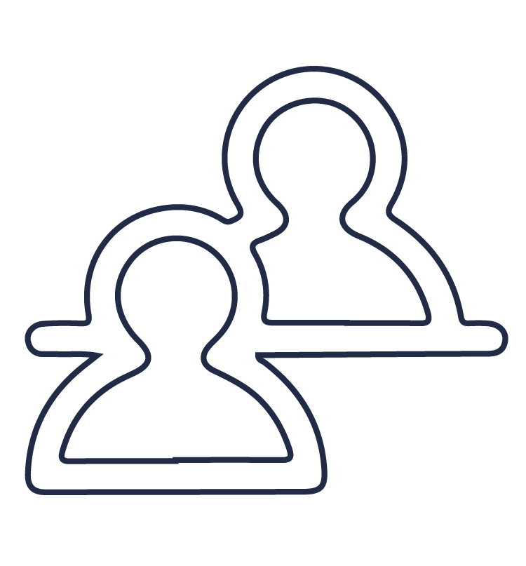 Outline of two overlapping person icons