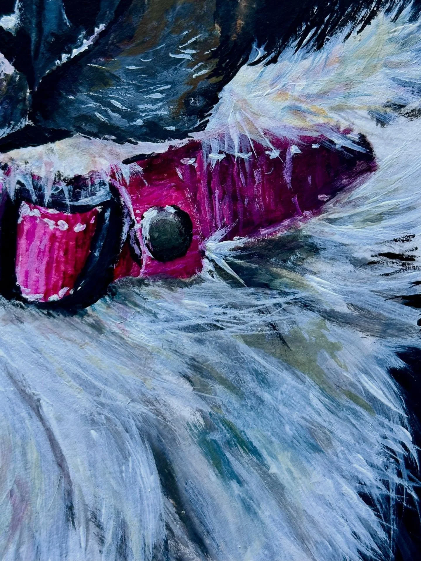 Happy Saturday everyone,

Here is some more progress pics with this beautiful dog portrait commission.

This adorable dog is nearly complete now, and I&rsquo;m extremely pleased with the result so far. 

I have been carrying on adding the details to 