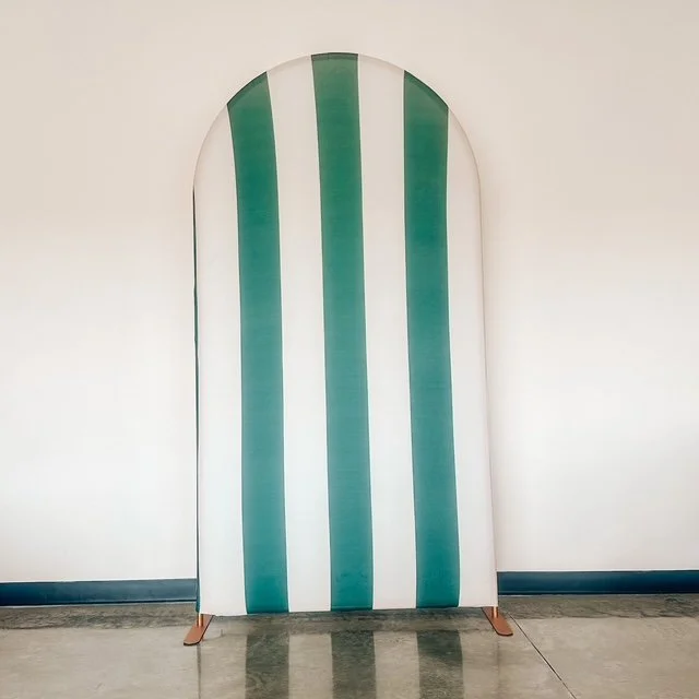 Green &amp; Off-White Stripes - 7.2ft only