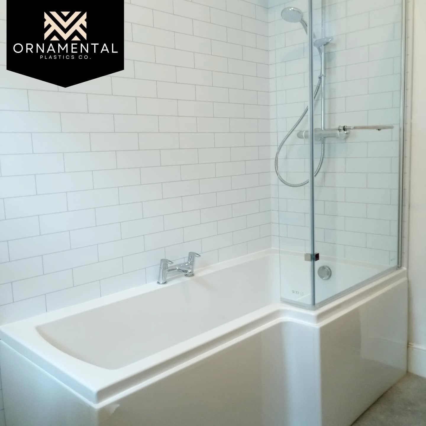 For those of you with good memories you may remember the giveaway we had in May. The winner Emma has been sharing updates about the job and sent us some finished photos. 
Emma ended up going for our London Tile grout line effect panels and we hope sh