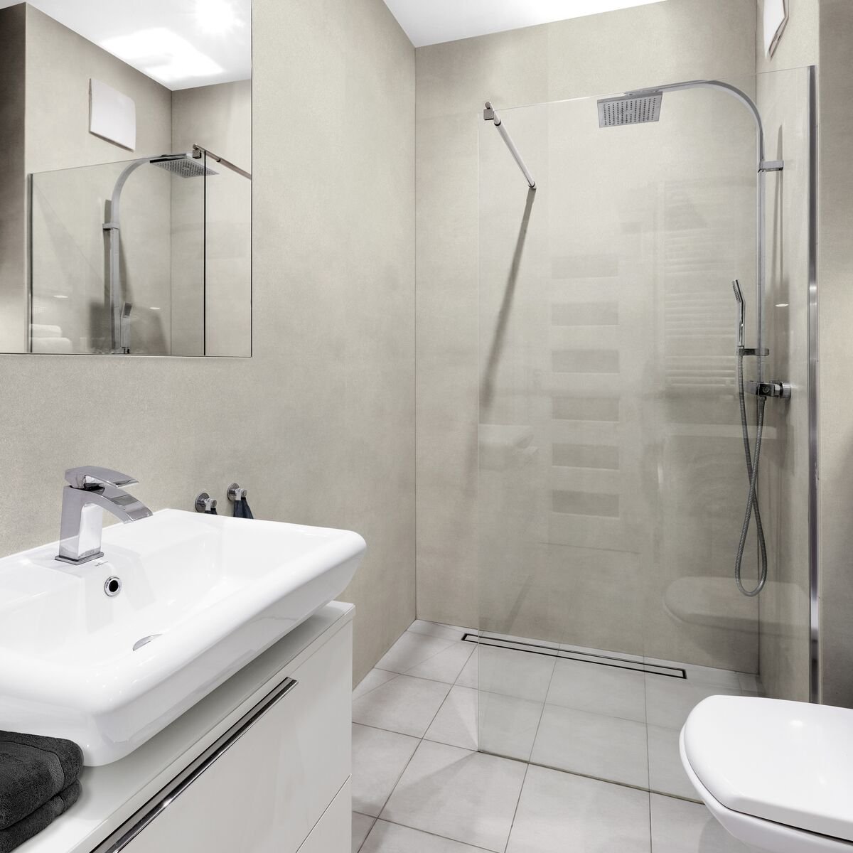 ZX Wall Panels Wise Stone Installed In Bathroom
