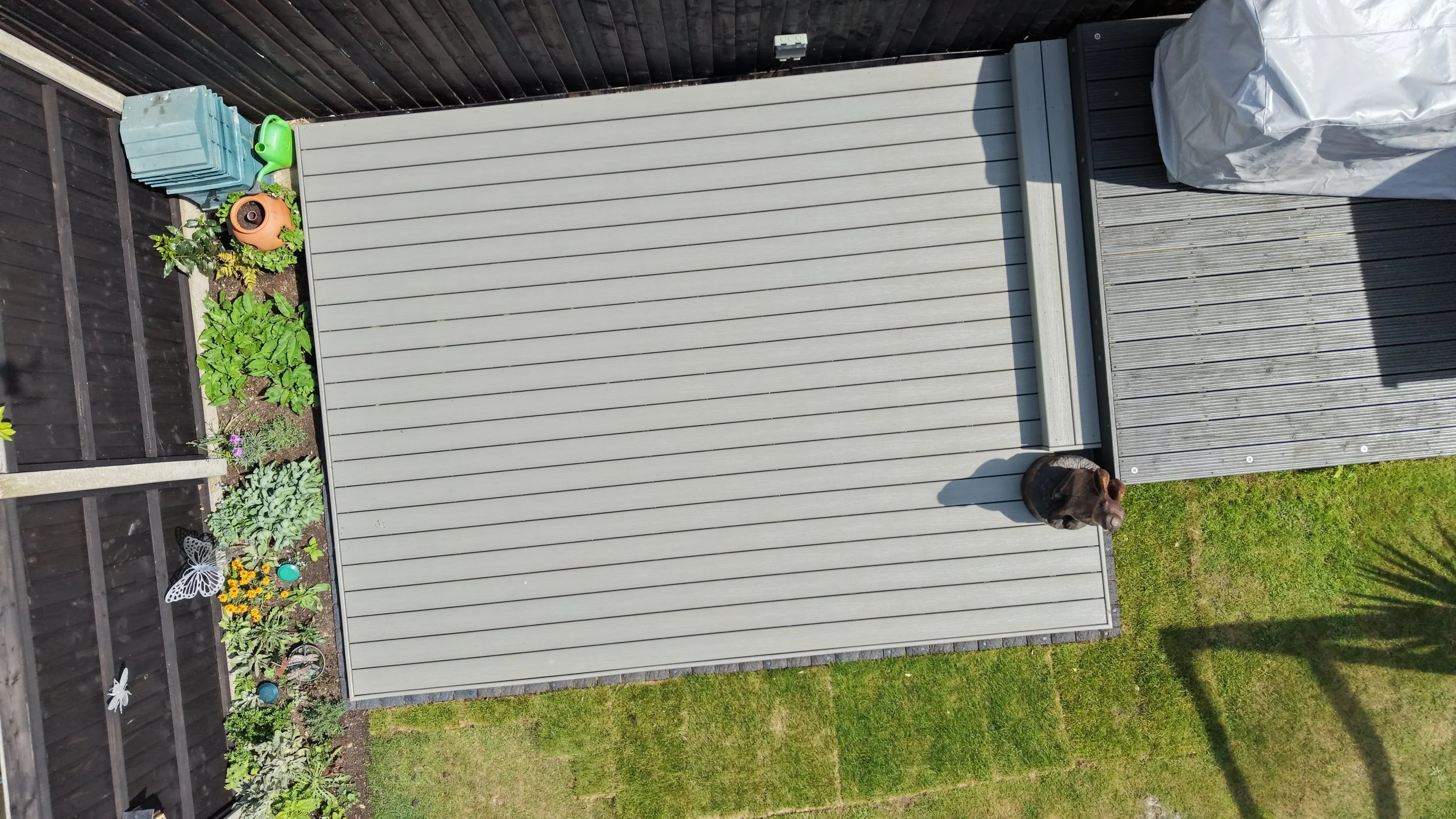 Trex Composite Decking in Tide Pool installation aerial view, Cowes Isle of Wight