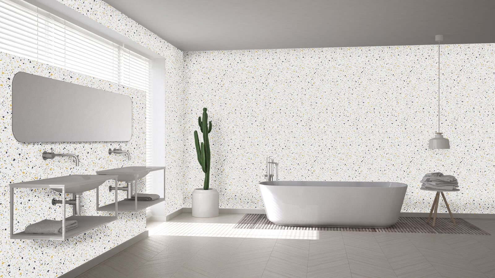 Wall Panel Terrazzo Installed In Bathroom