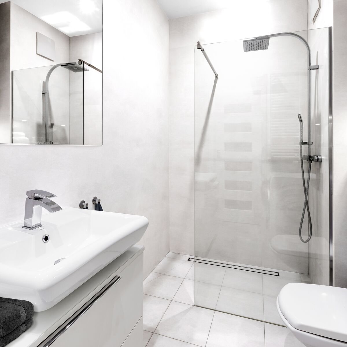 ZX Wall Panels White Stone Installed In Bathroom