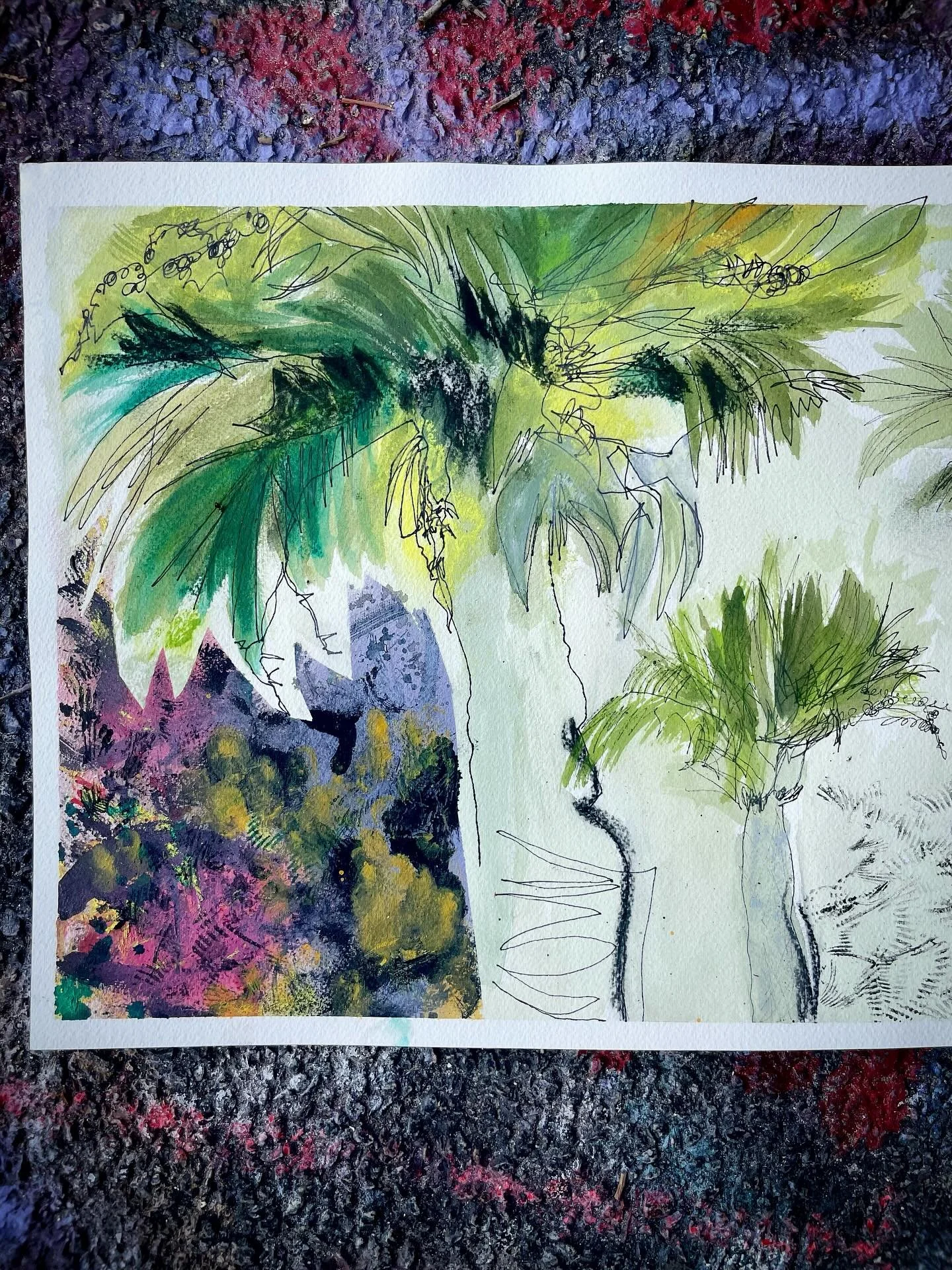 Experimenting with line, watercolor, found &ldquo;stamps&rdquo; and graffiti today at the Lighthouse 💘💘✨✨ 

#outdoorart #chstoday #chsarts #chsrlestonsc #charlestonsc #chsrlestonartist #follybeachsc #follyart #folly #jamesisland