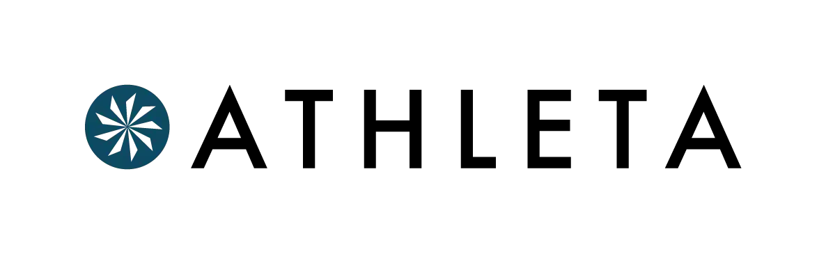 Logo for Atlanta, featuring a blue circular emblem with a starburst design and the word 'Atlanta' in black text.