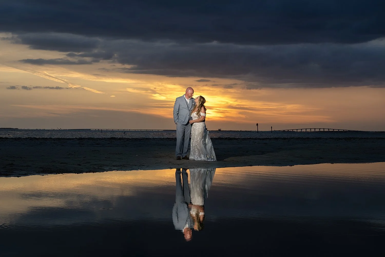 Bride and Groom Sunset Beach naples wedding photographer