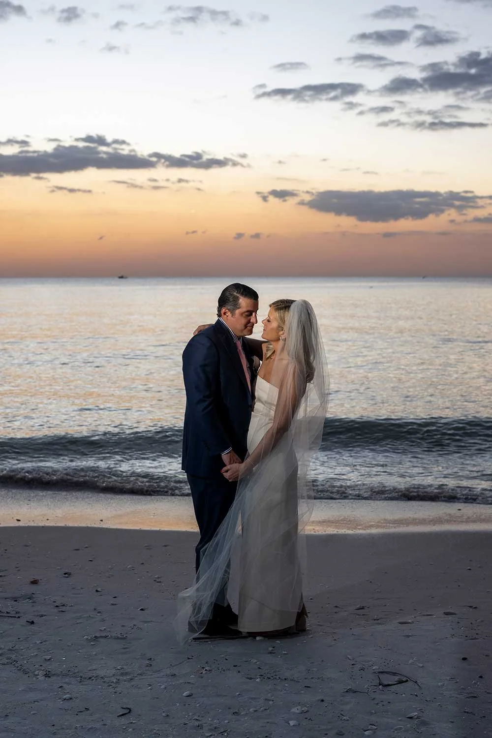 Naples Pier bride and groom wedding day