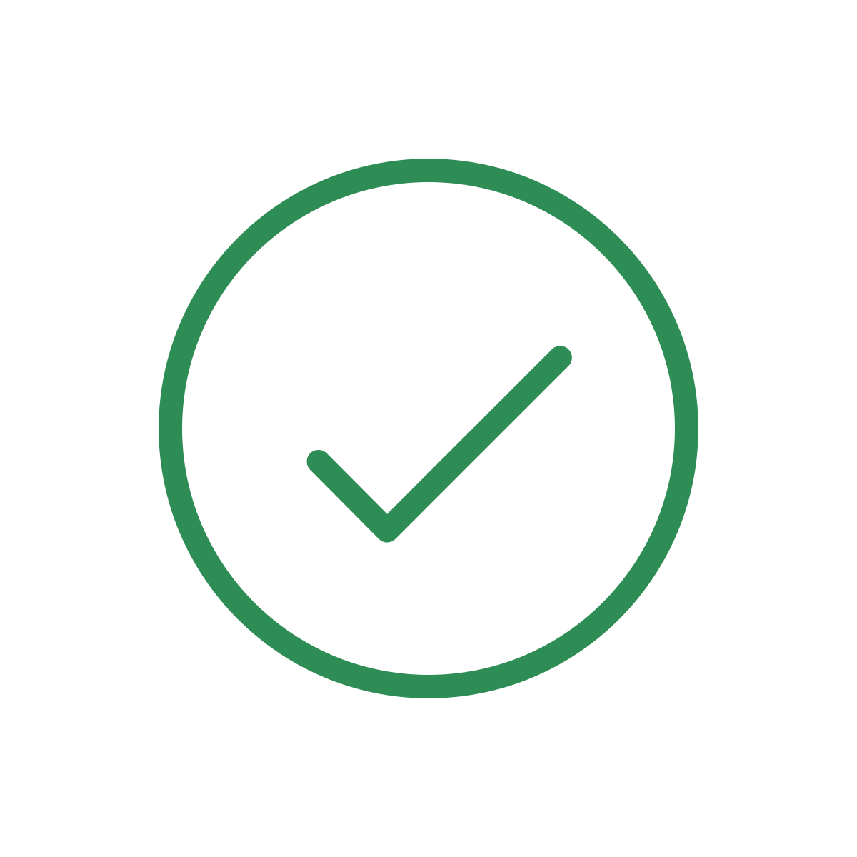 Green checkmark inside a circle on a white background.
