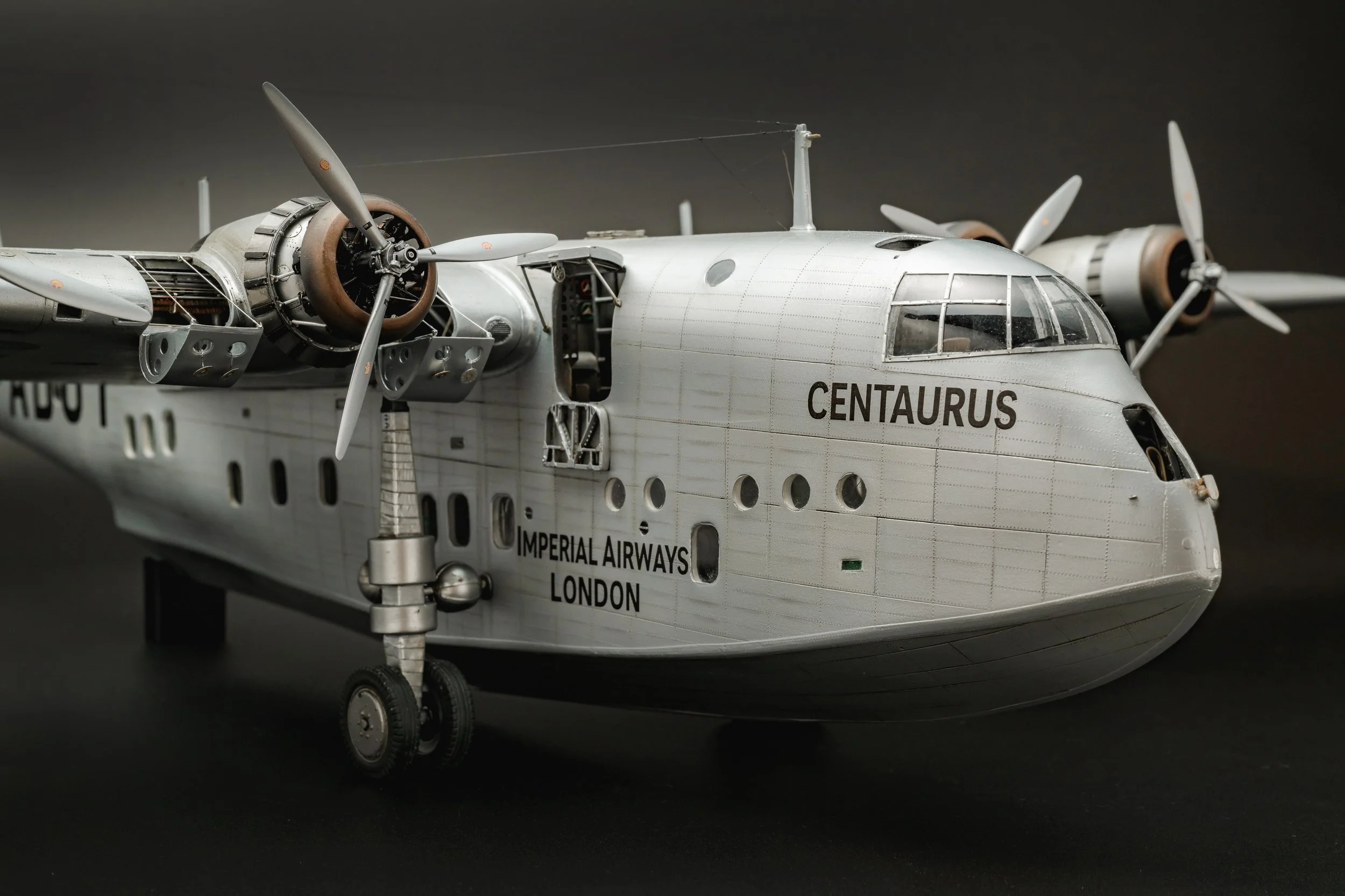 Short Empire flying boat model nose close-up