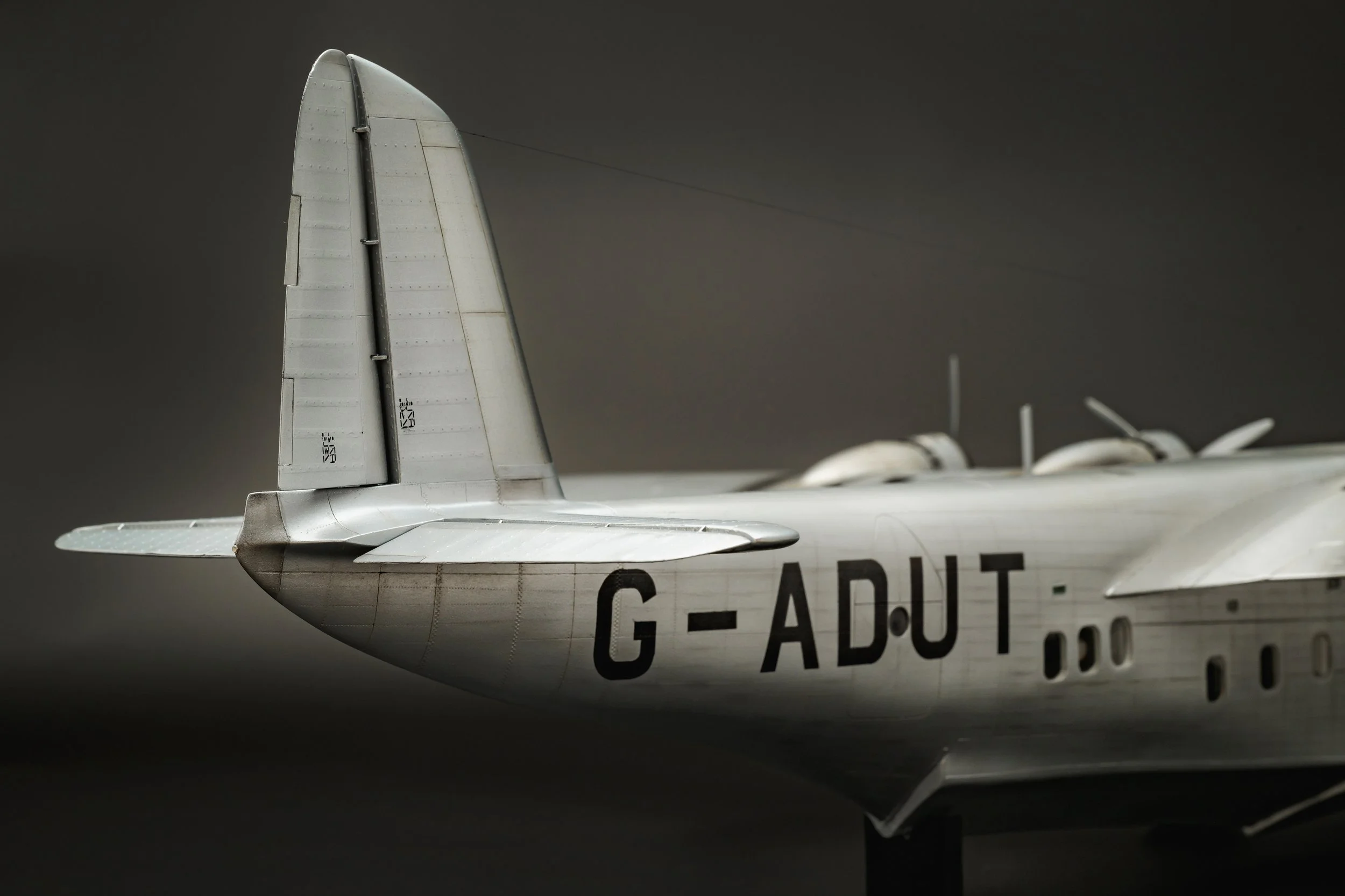 Short Empire flying boat model tail close-up