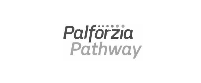 Logo featuring the text 'Palforzia Pathway' with stylized dots above some letters.
