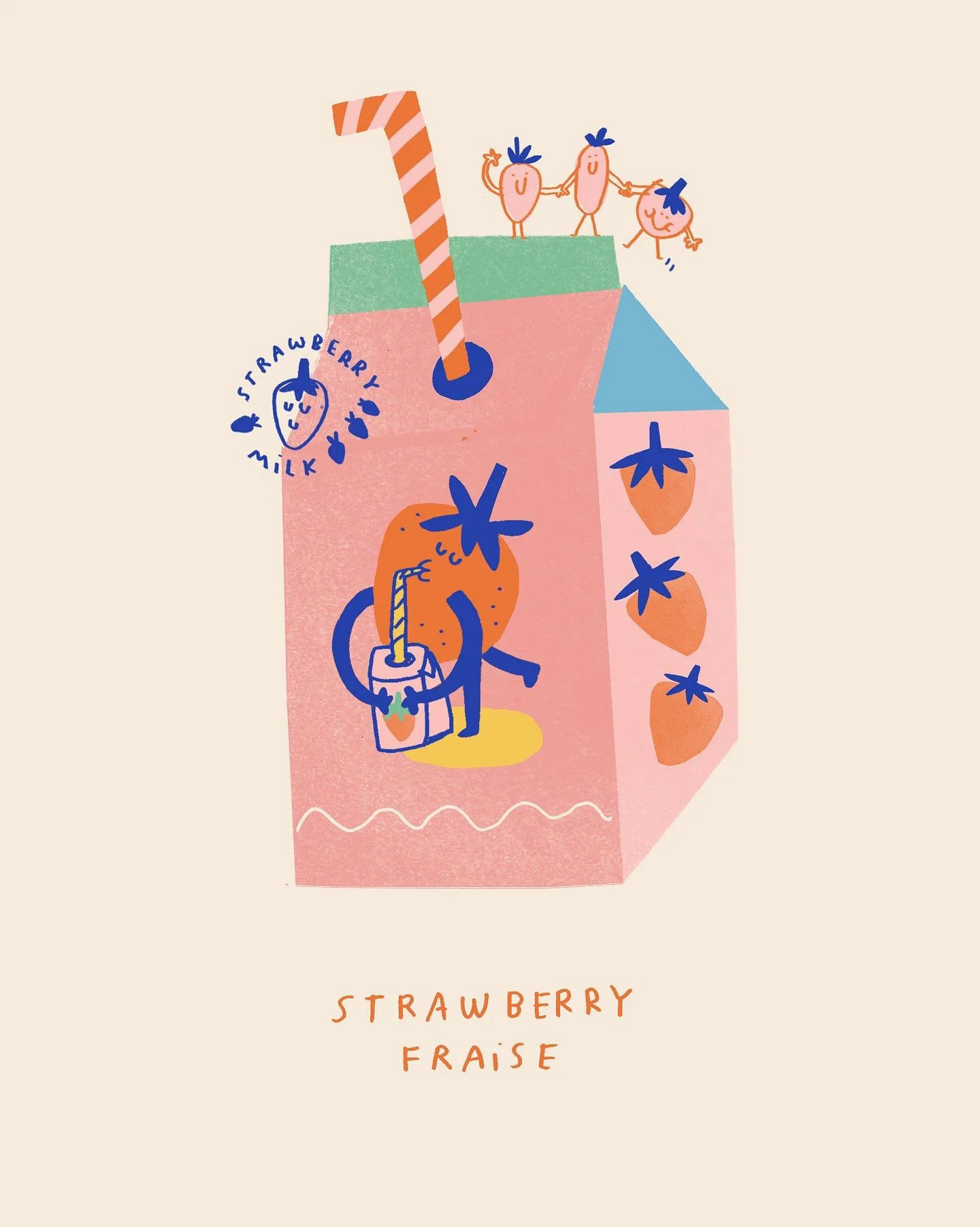Inktober ! Jour 7 ! le th&egrave;me &laquo;&nbsp;Fraise&nbsp;&raquo; m&rsquo;a rappel&eacute; les briques de &laquo;&nbsp;lait fraise&nbsp;&raquo;, que je buvais &eacute;tant petite.
-
Inktober! Day 7! The prompt &ldquo;Strawberry&rdquo; reminded me 