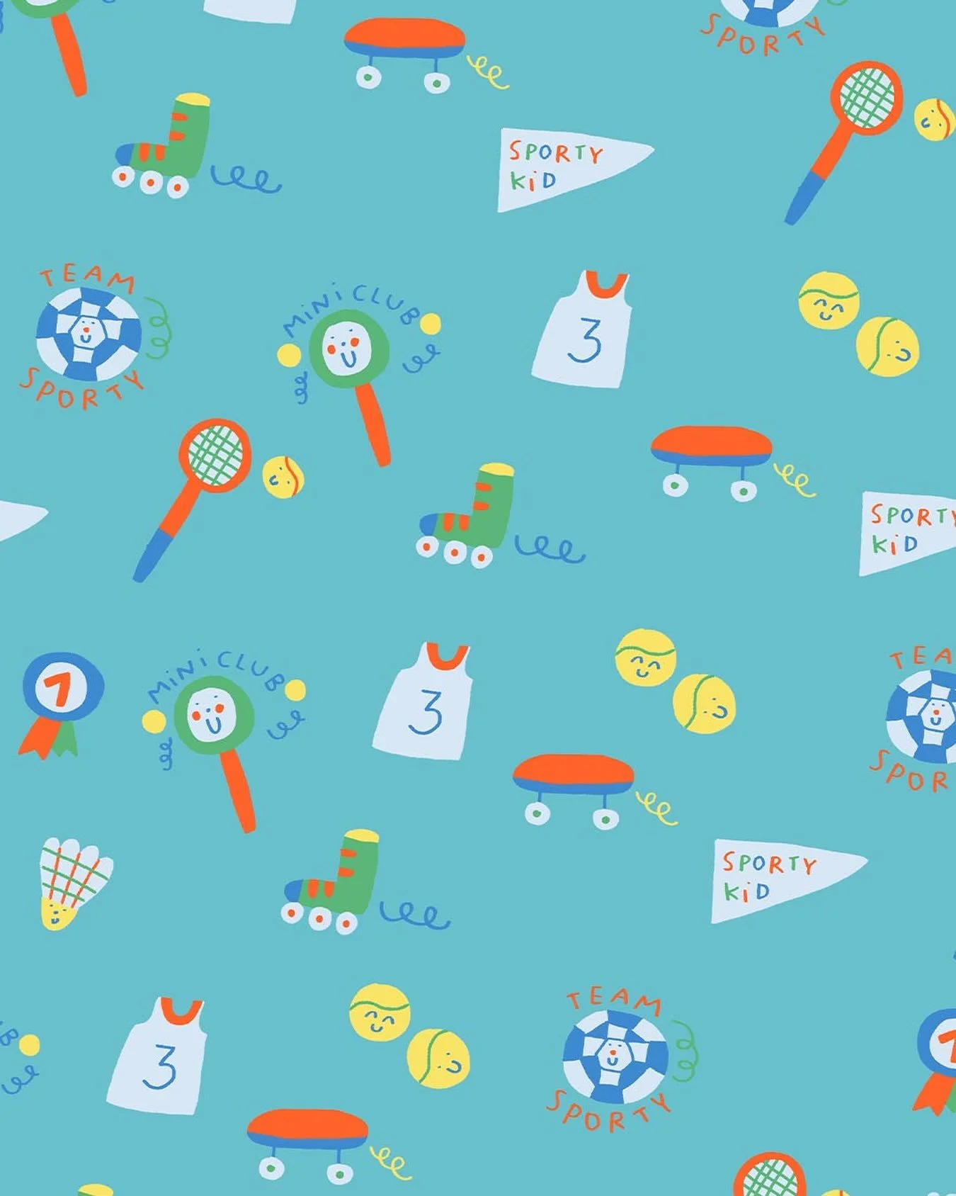 &laquo;&nbsp;Sporty kid &amp; mini club&nbsp;&raquo;
Motif all-over 

#patterndesign #designforkids #illustration