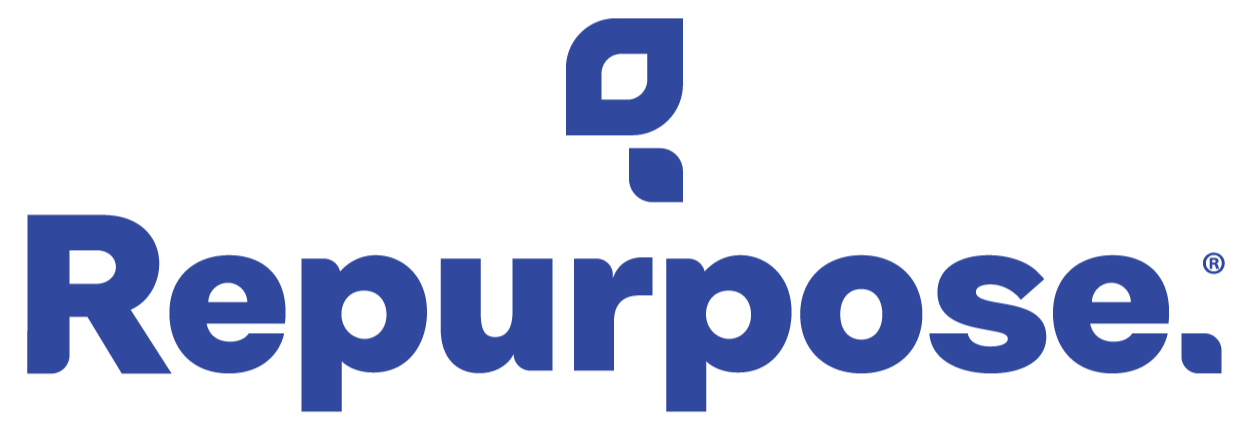 RePurpose logo with a stylized blue leaf above the word 'RePurpose' in bold blue letters.