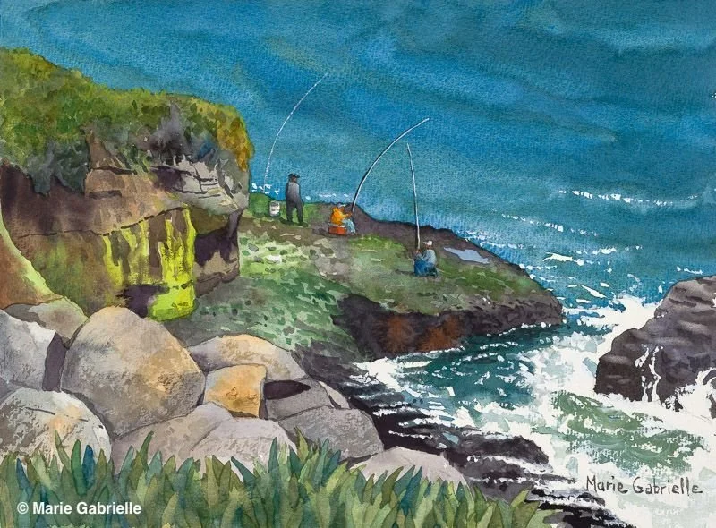 Westcliff Fishermen, 12x16, $650