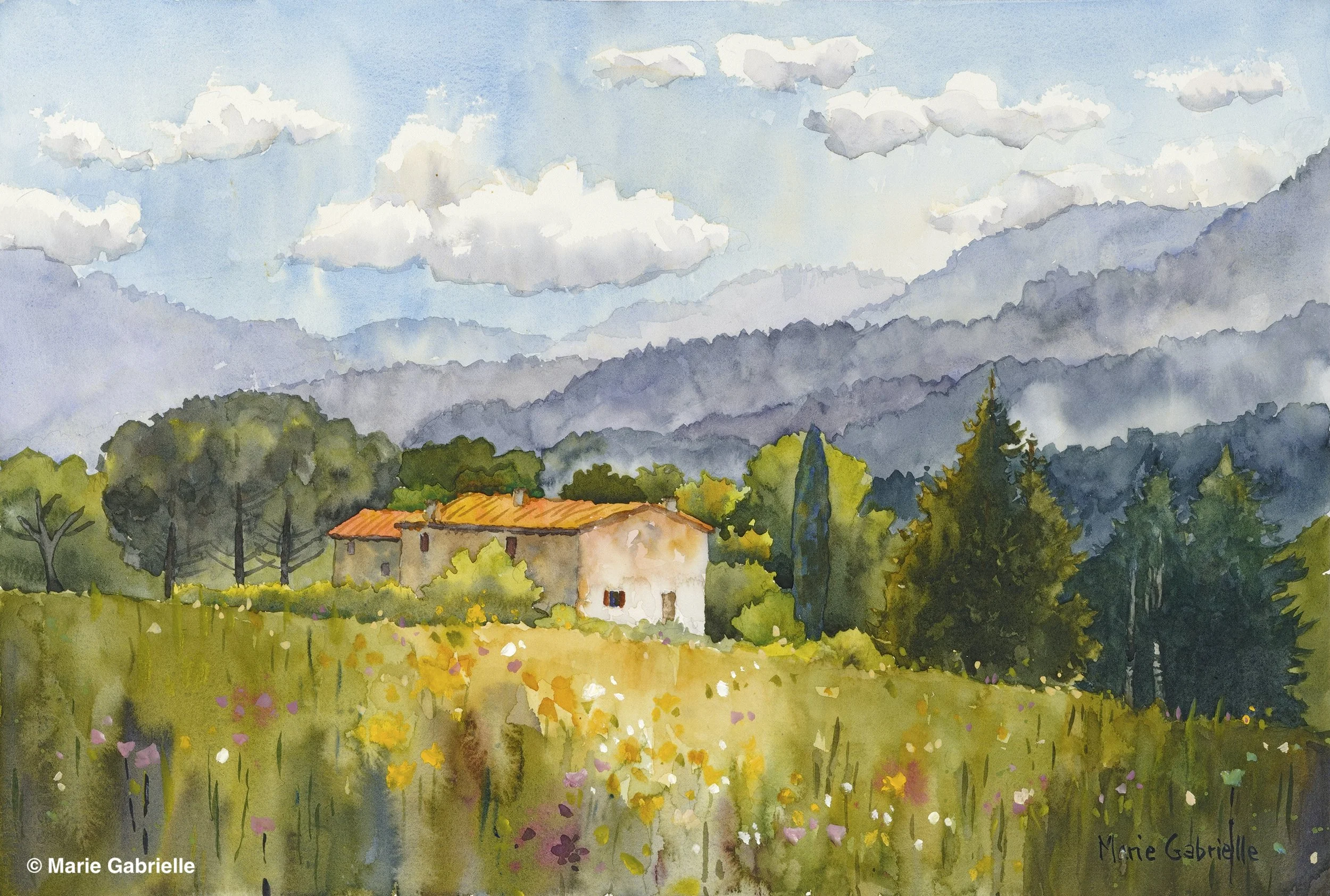 Farmhouse with Hills, 12x16, $650.jpg