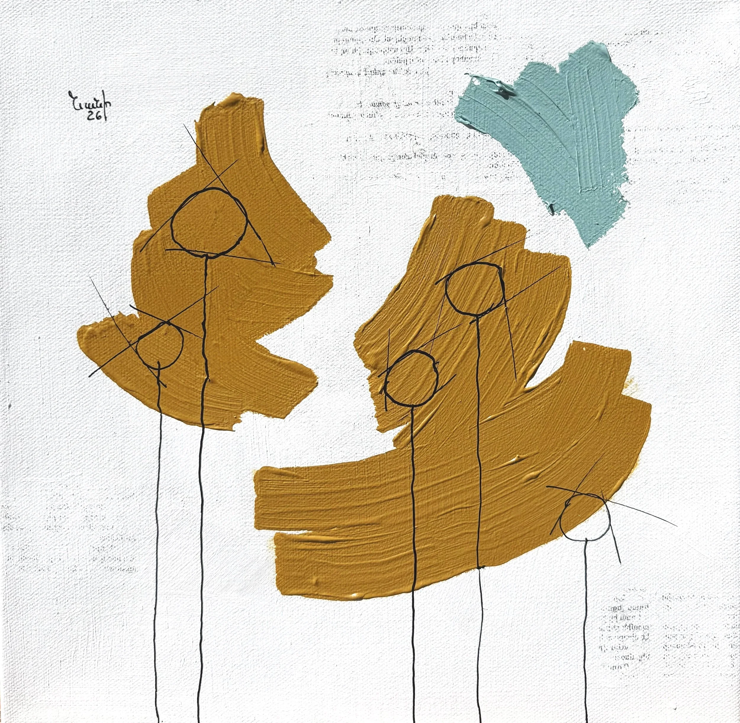 4 Billy Buttons without the grey 
12" x 12" - 2026 - Acrylic on canvas