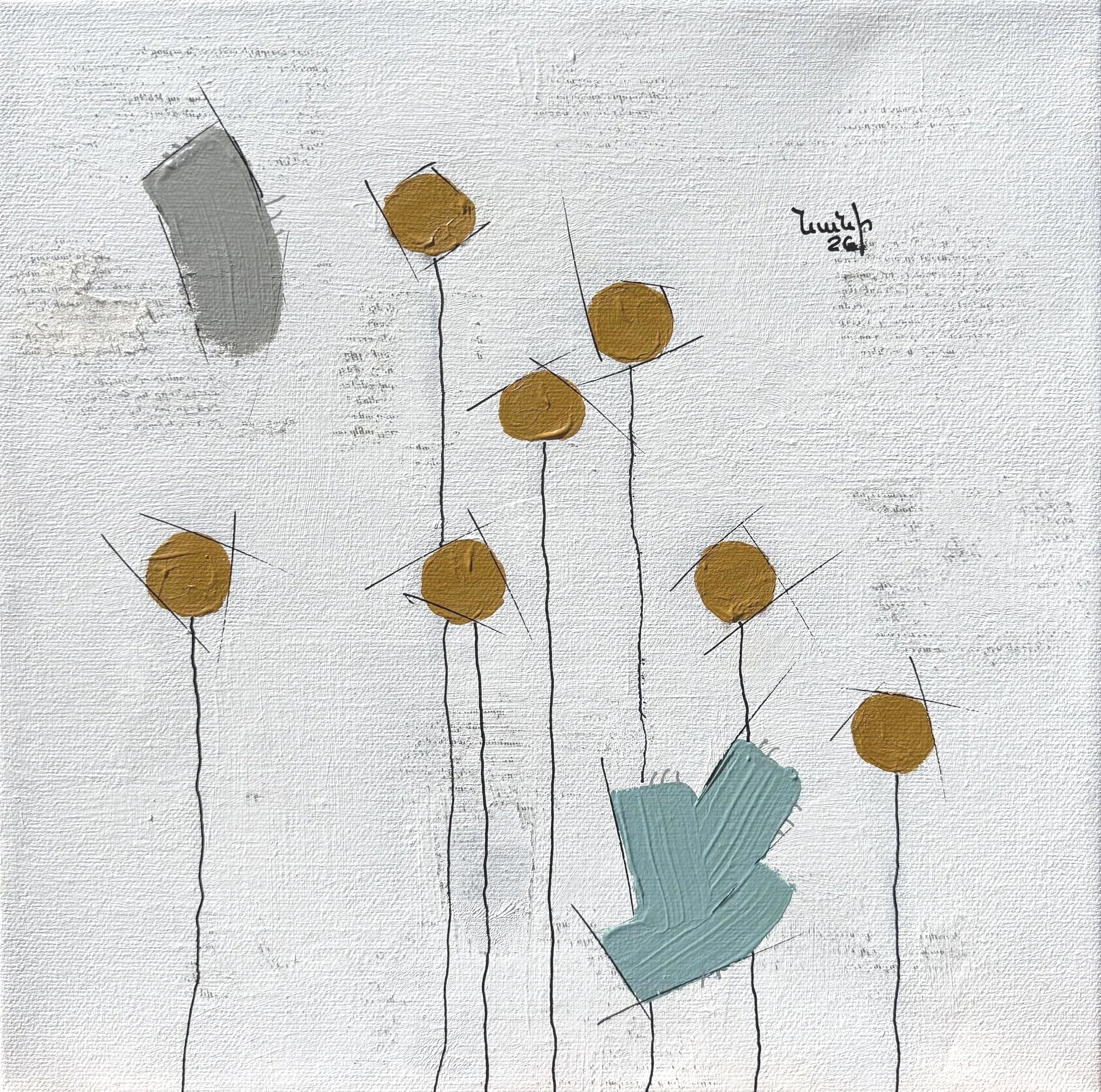 7 Billy Buttons 
12" x 12" - 2026 - Acrylic on canvas