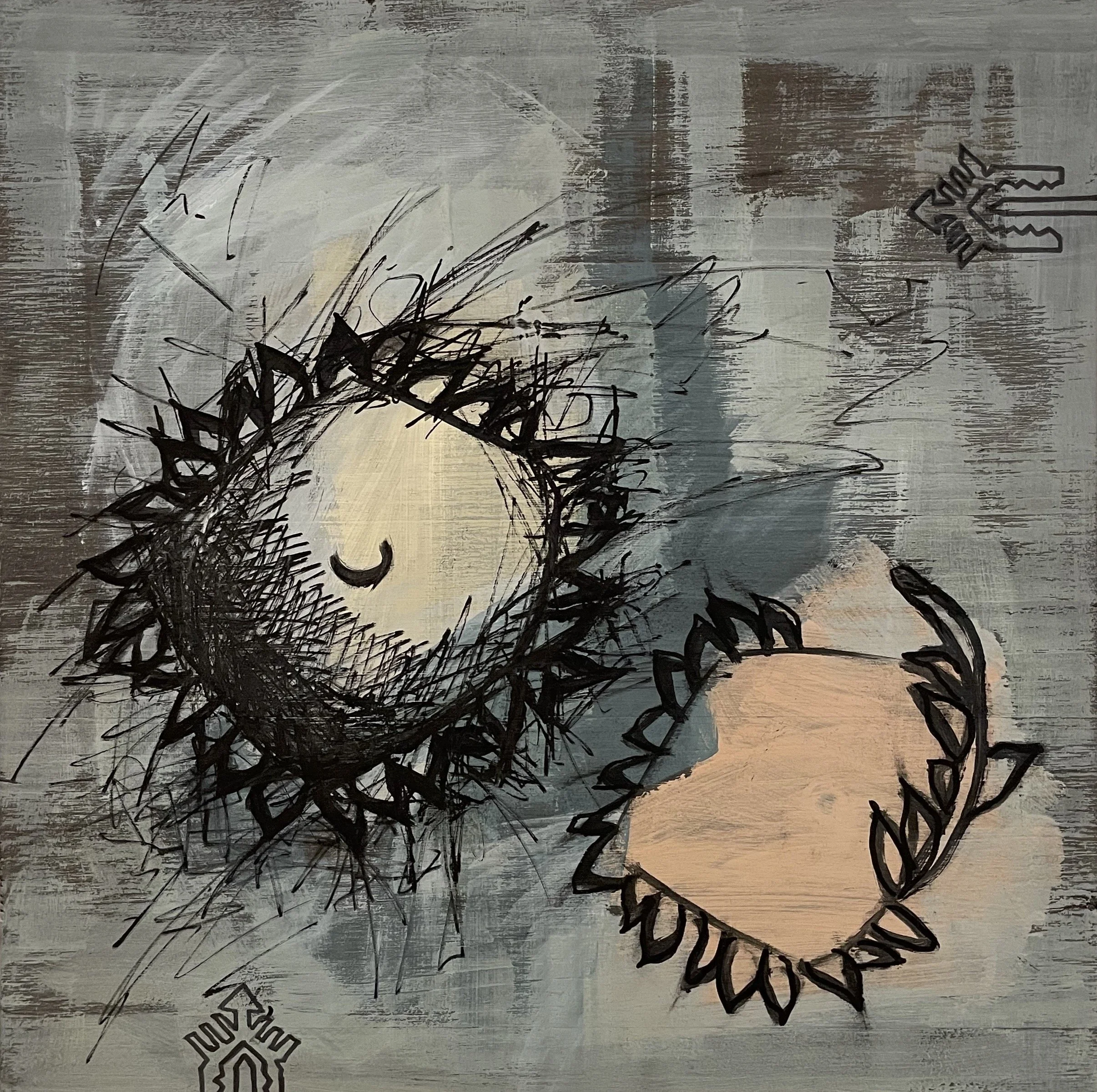 Sunflowers in Blue 10’’ x 10’’ - 2022 - Acrylic on wood