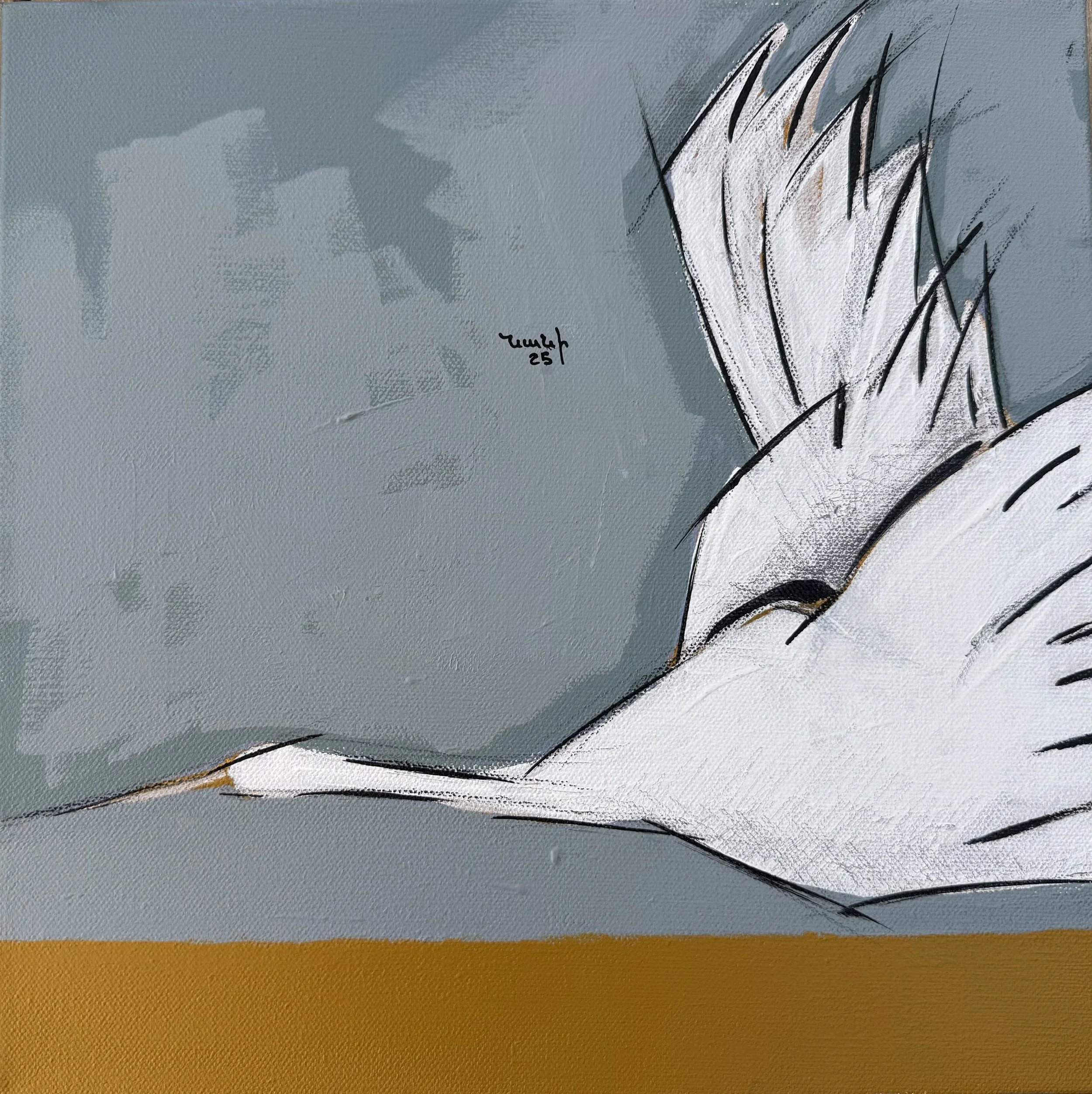 Flying Crane 
12" x 12" - 2025 - Acrylic on canvas