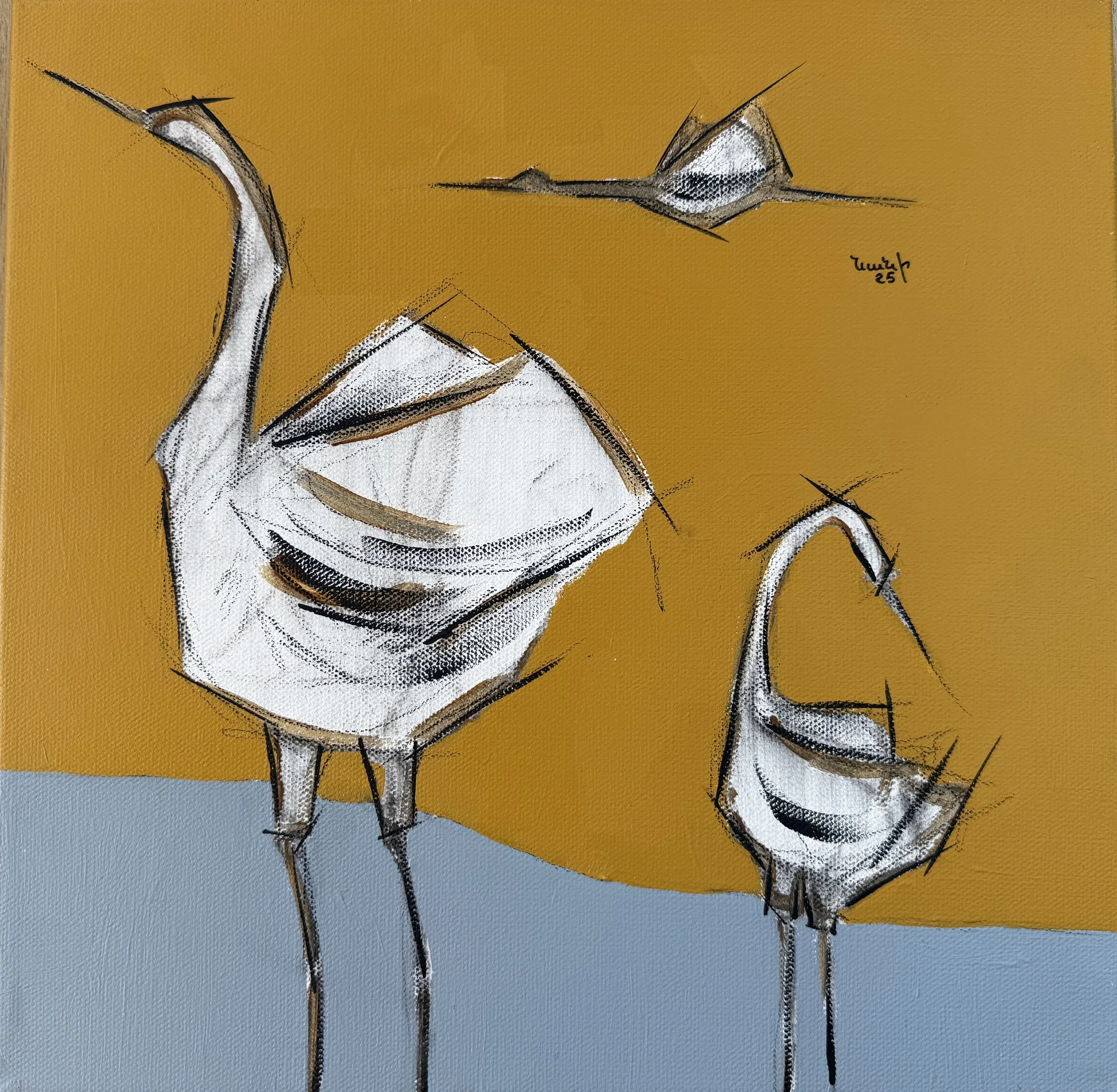 Crane Family  
12" x 12" - 2025 - Acrylic on canvas