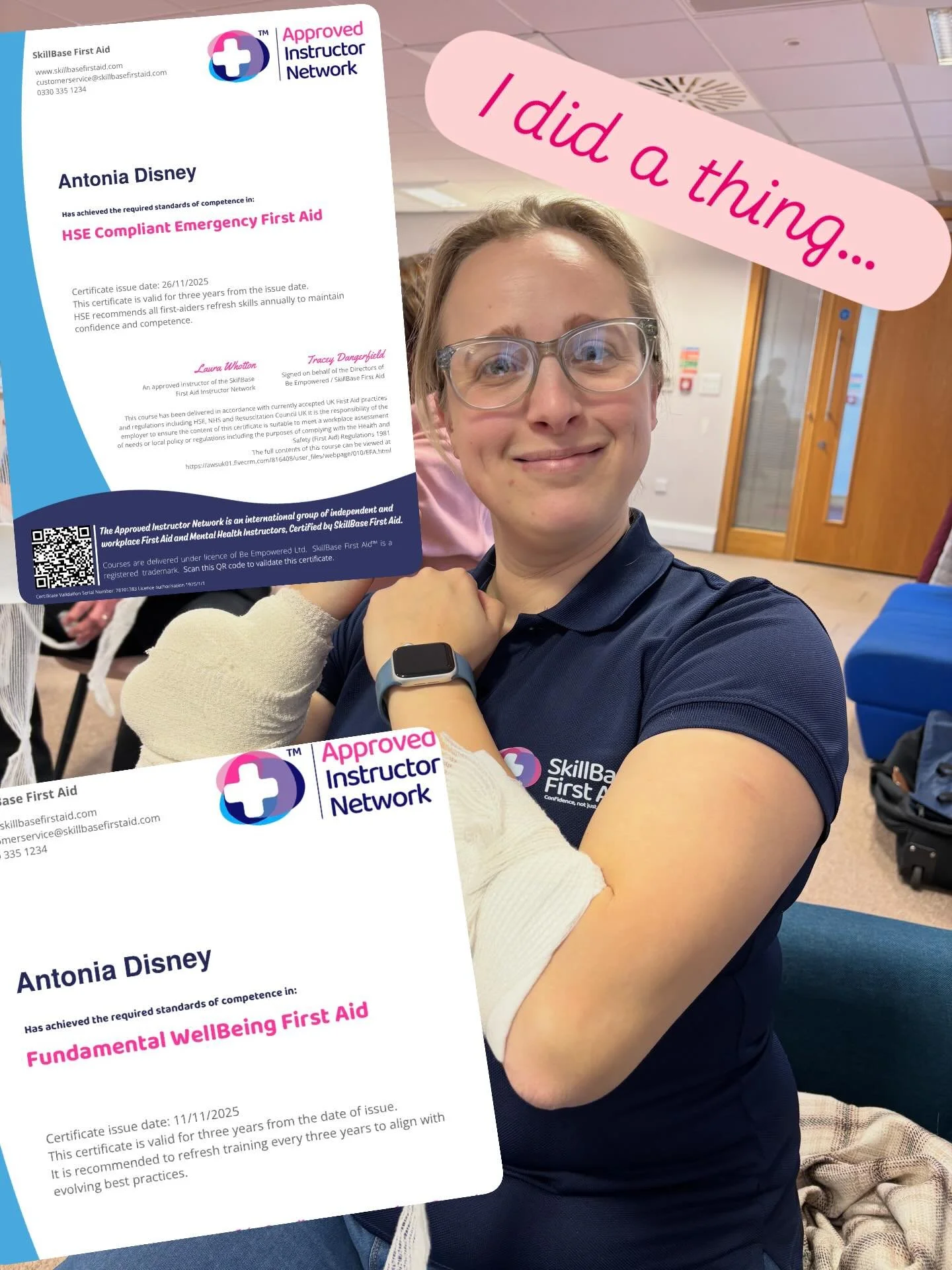 So as part of my other role I work for which is for @skillbasefirstaid I went on an emergency first aid course and also the wellbeing first aid course. These courses were so good and will be a great for when I&rsquo;m out and about with my own client