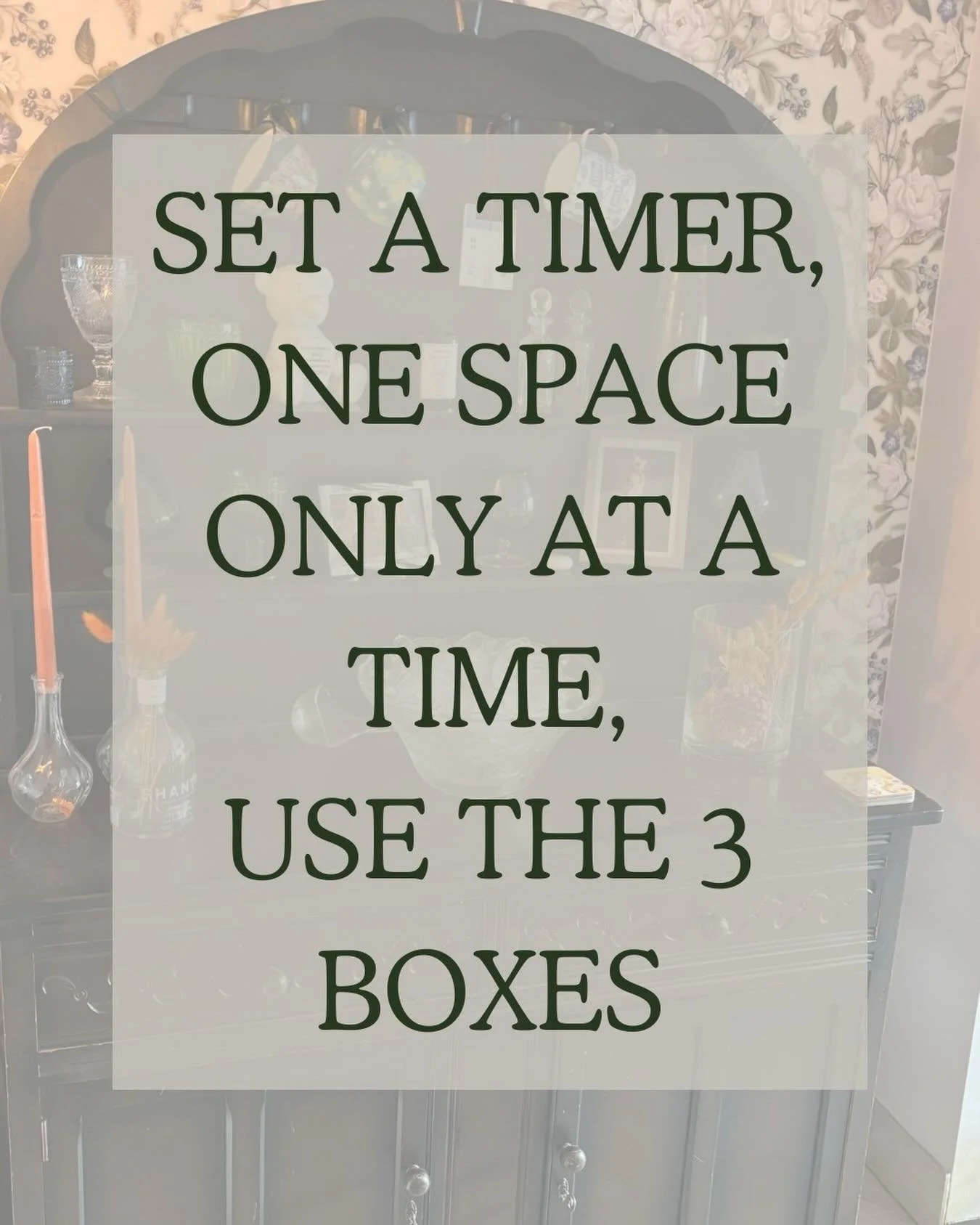 Decluttering doesn&rsquo;t have to feel overwhelming 🙌

✨ Set a clear goal for what you want to achieve.
⏲️ Set a timer to stay focused and motivated. Don&rsquo;t be afraid to stop when that time goes off. 
🏡 Work on just one room &mdash; or even o