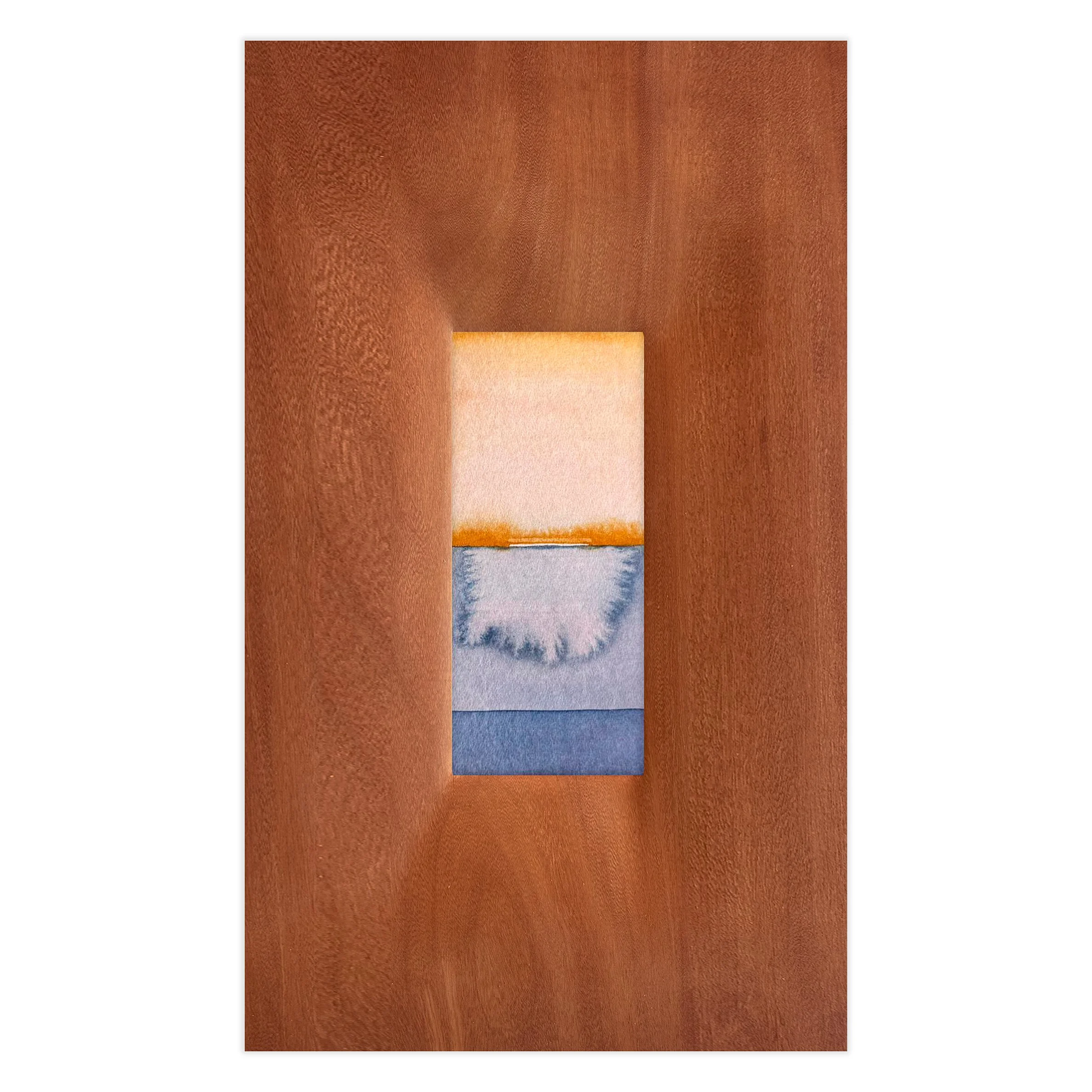 CICLOS 04, 2025.
Aquarela sobre papel e madeira esculpida. 25 x 42 cm