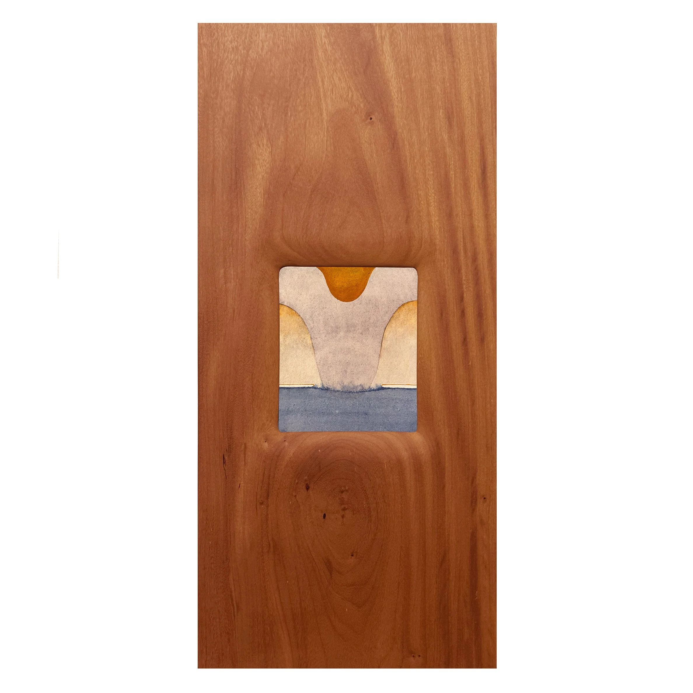 CICLOS 01, 2025.
Aquarela sobre papel e madeira esculpida  27 x 58 cm