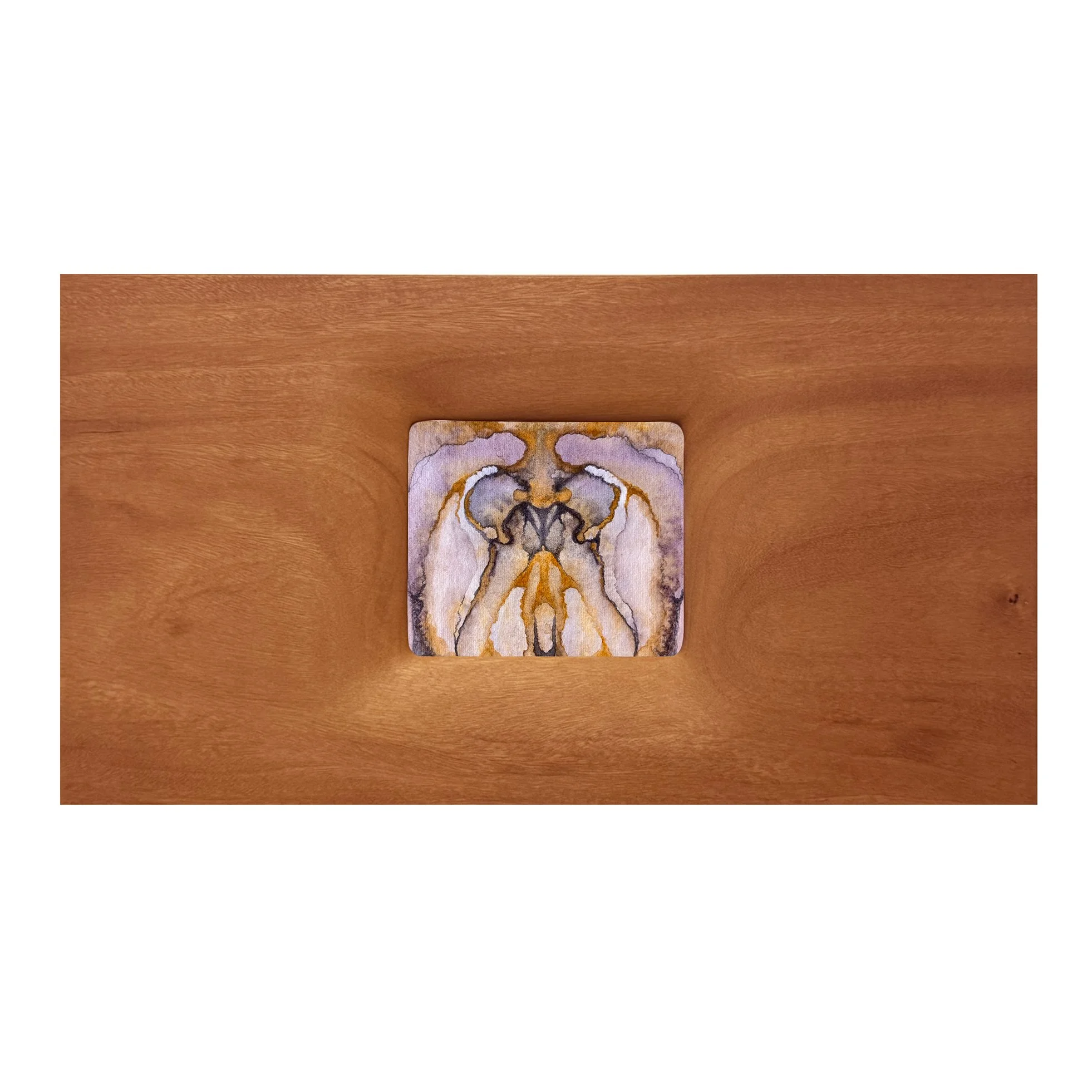 CONCHA 01, 2025. Aquarela sobre papel e madeira esculpida. 19 x 35 cm.