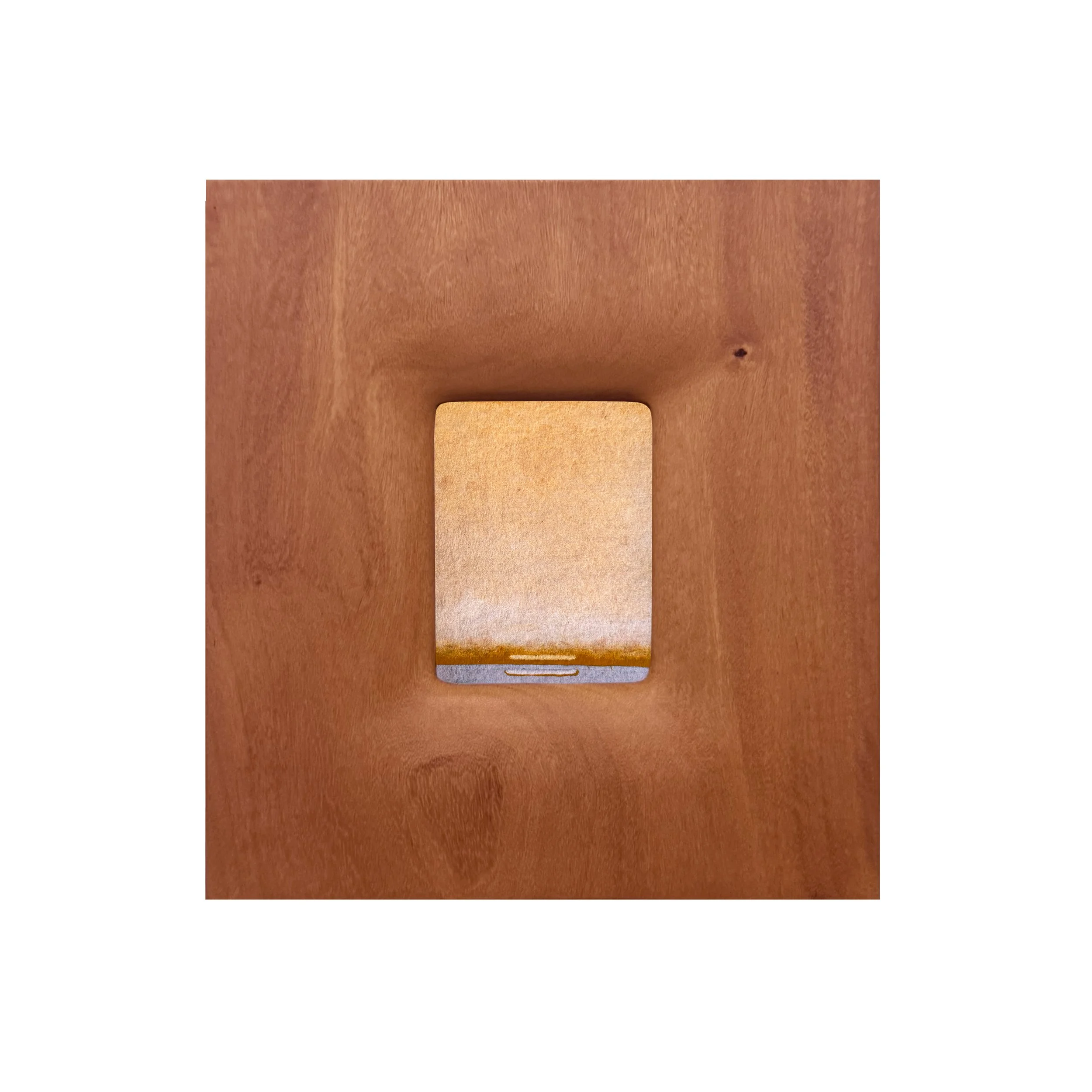 CICLOS 03, 2025.
Aquarela sobre papel e madeira esculpida. 19,5 x 21 cm.