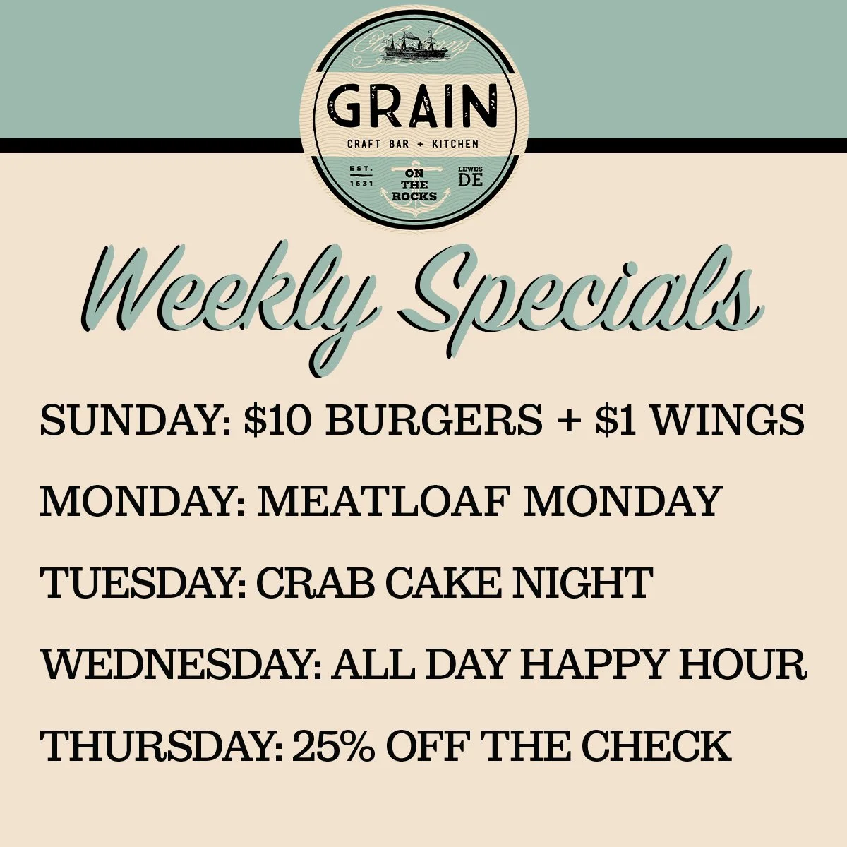 Off Season 🍽️ Specials
