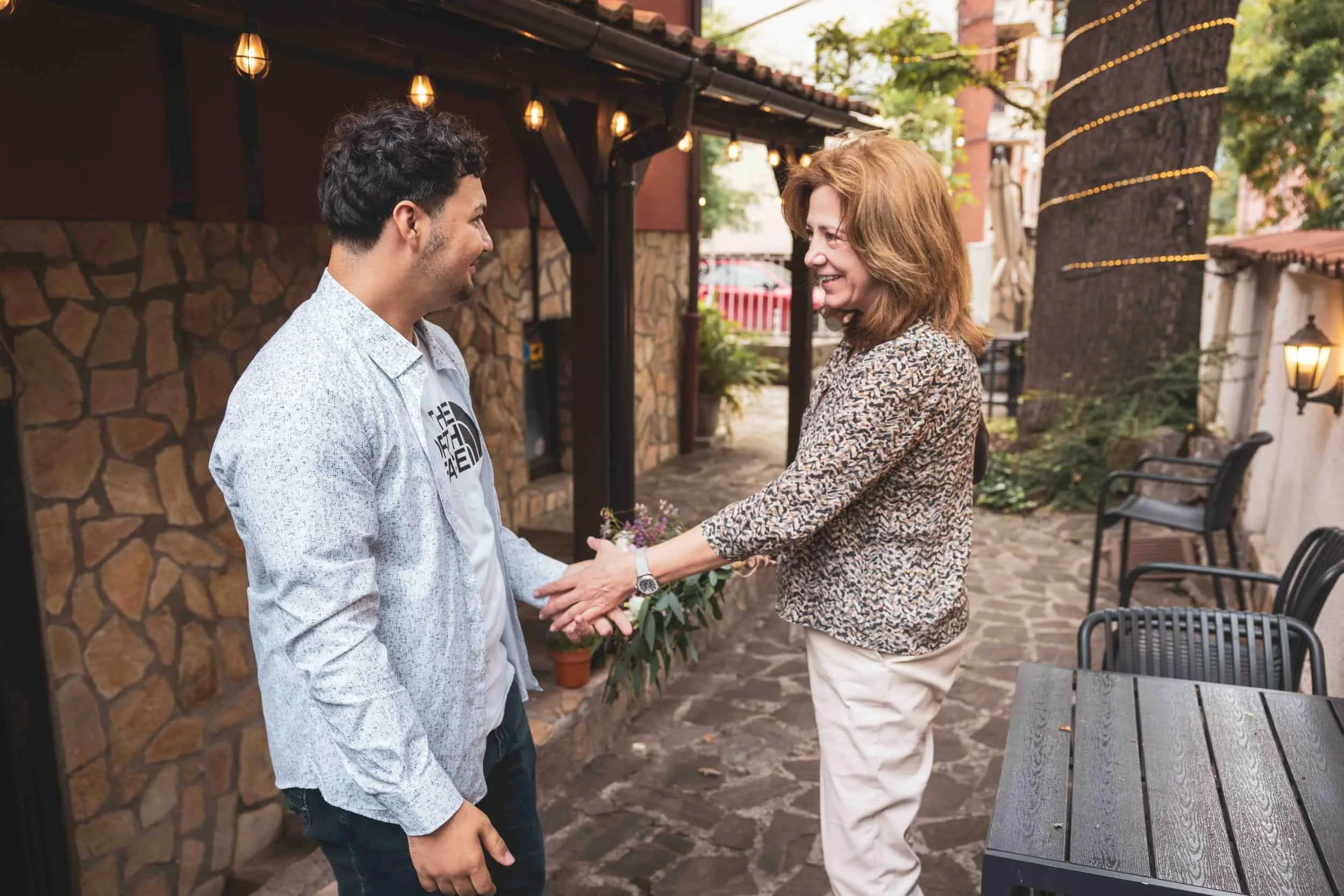 Guests greeting each other at a prom celebration in Sofia