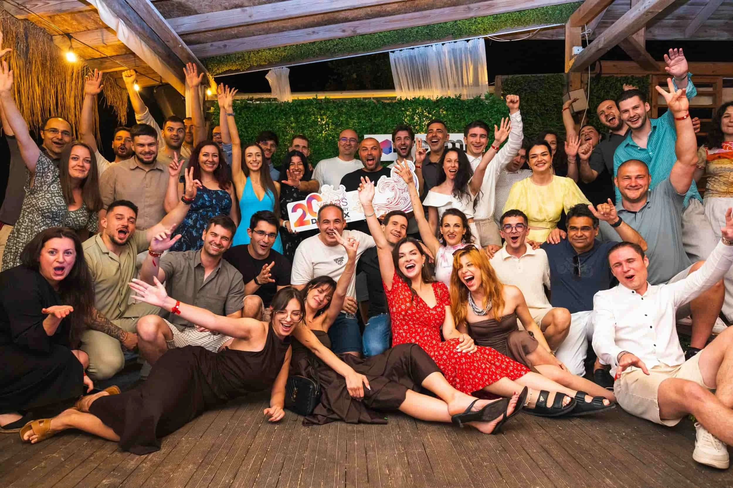 Large group of guests celebrating at an event in Sozopol