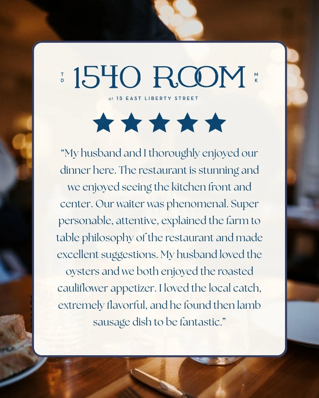 A stunning setting, thoughtful service, and a menu rooted in local flavor&hellip; We&rsquo;re so grateful for guests who embrace our farm-to-table philosophy and share their experiences with us! 💫

#1540Room #TheDesoto #Savannah #VisitSavannah #TheD